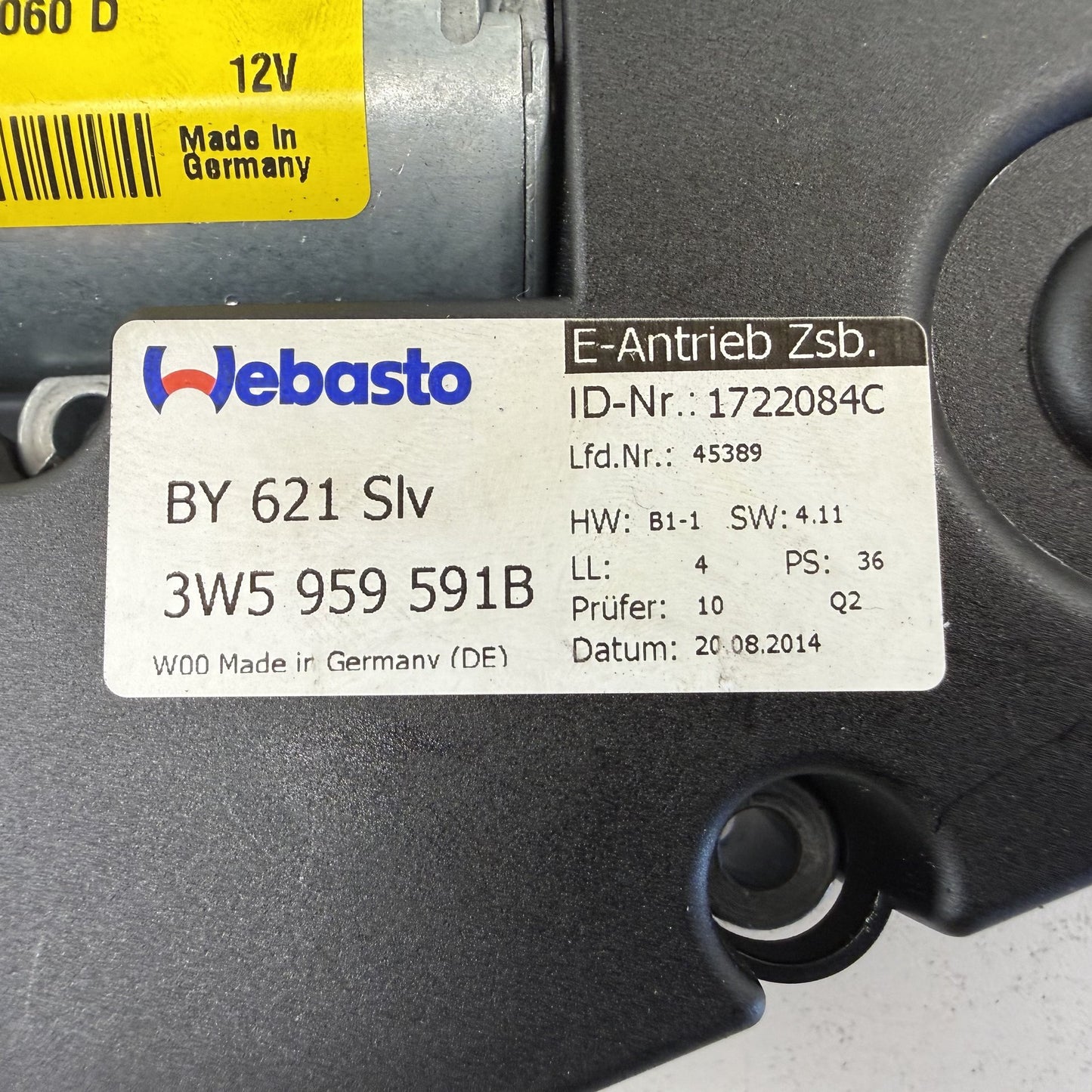 2014-2018 Bentley Flying Spur Sunroof Sun Roof Glass Motor 3W5959591B OEM