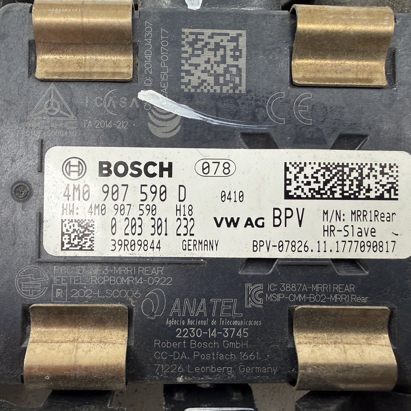 18-20 Audi A5 S5 Driver Left Rear Blind Spot Radar Sensor 4M0907590D OEM