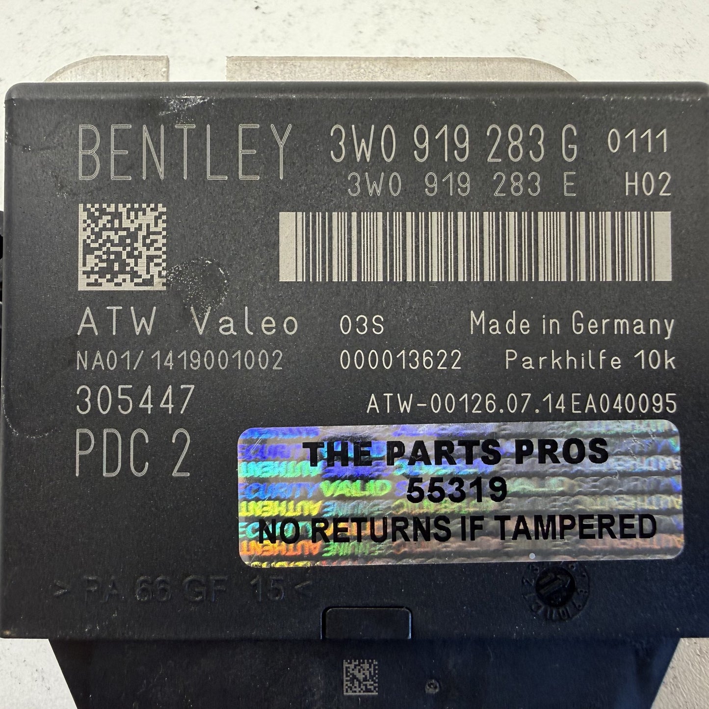 2014-2018 Bentley Flying Spur Parking Assist Control Module 3W0919283G OEM