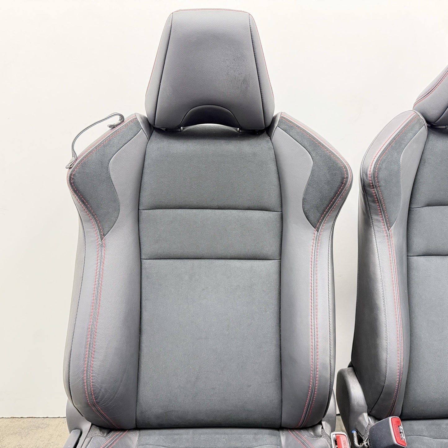 13-20 Subaru BRZ Limited Front Seat Pair Suede Black W/ Red Stitching OEM