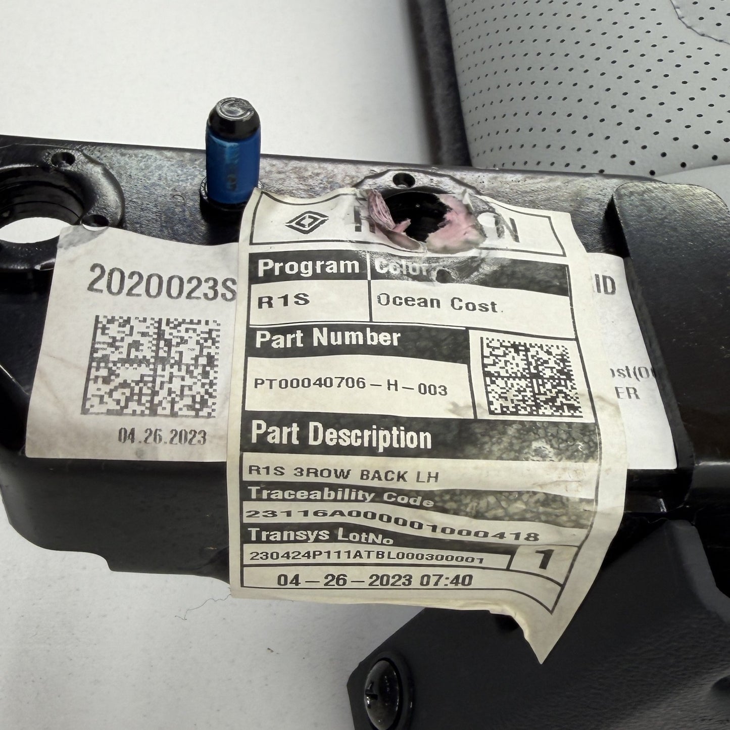 2022-2024 Rivian R1S Left Rear 3rd Third Row Seat Upper Cushion Ocean Coast OEM