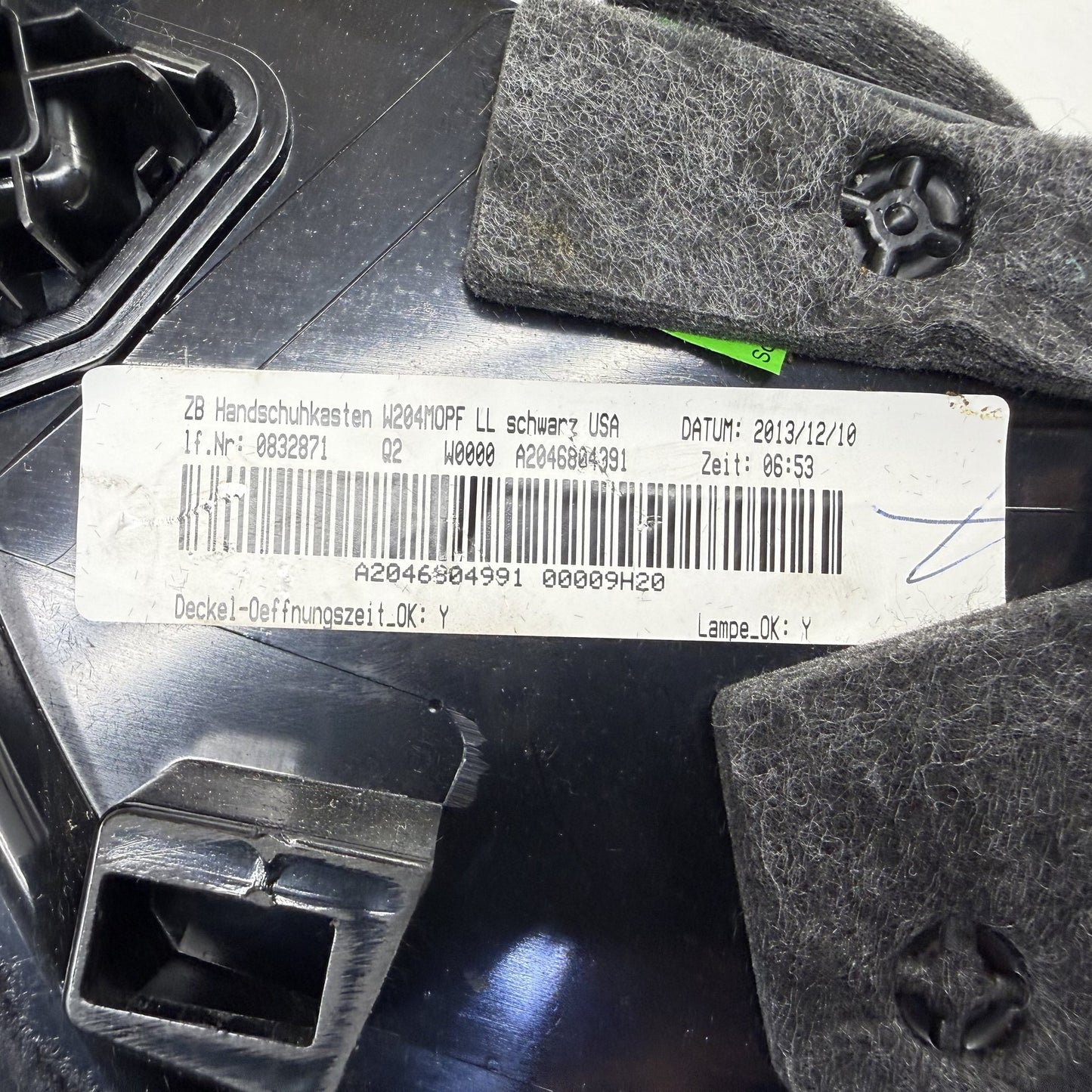 2012-2014 Mercedes C250 W204 Dashboard Glove Box Storage Compartment Black OEM