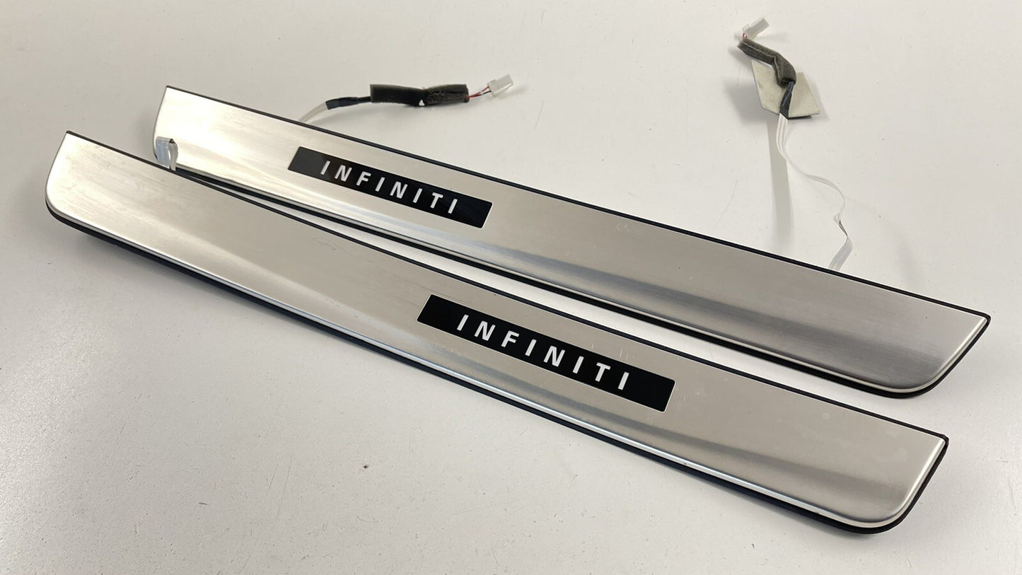 16-24 INFINITI Q50 LEFT RIGHT FRONT DOOR STEP SILL ILLUMINATED SCUFF PLATE OEM