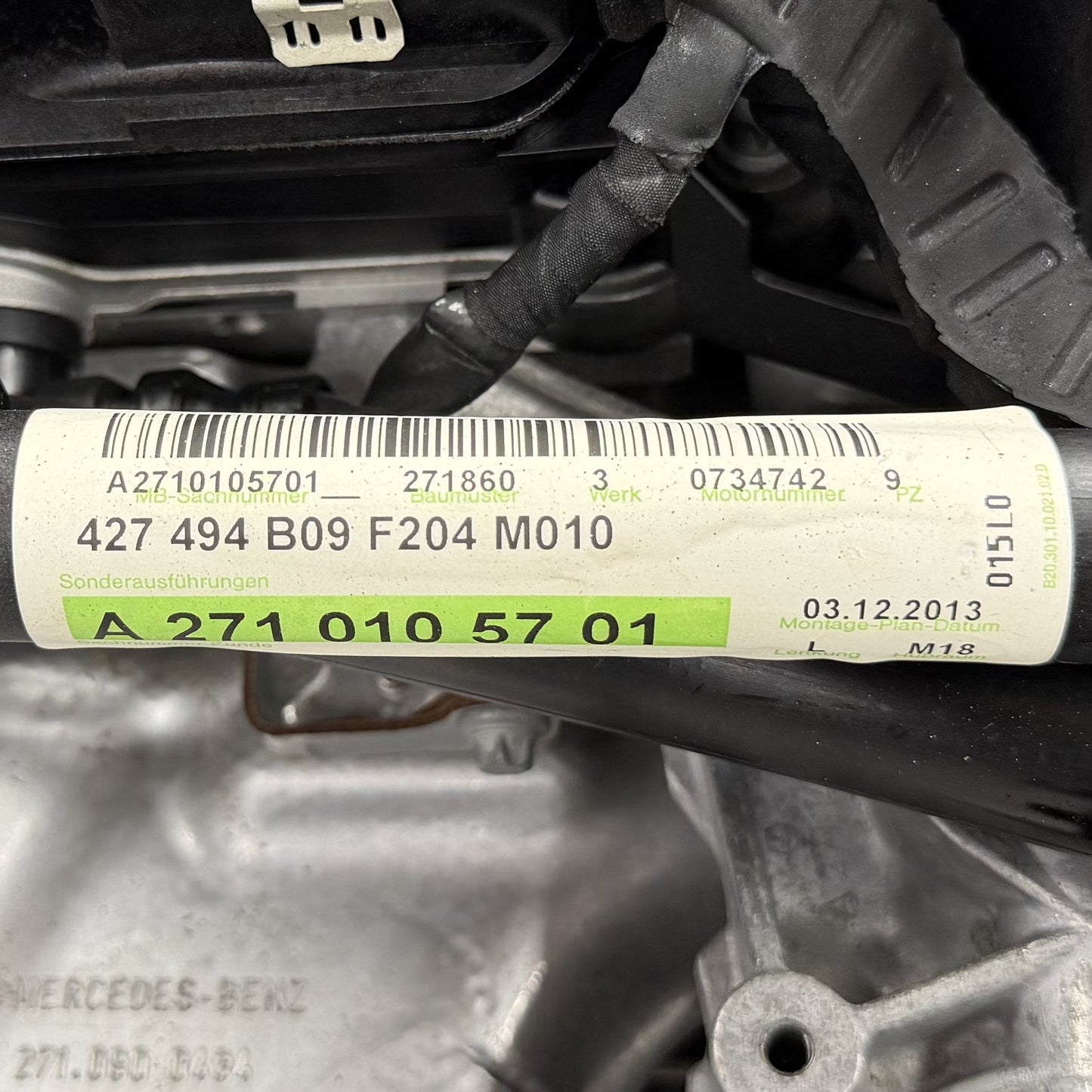 2012-2014 Mercedes-Benz C250 W204 M271 1.8L Complete Engine Motor 54K Miles OEM