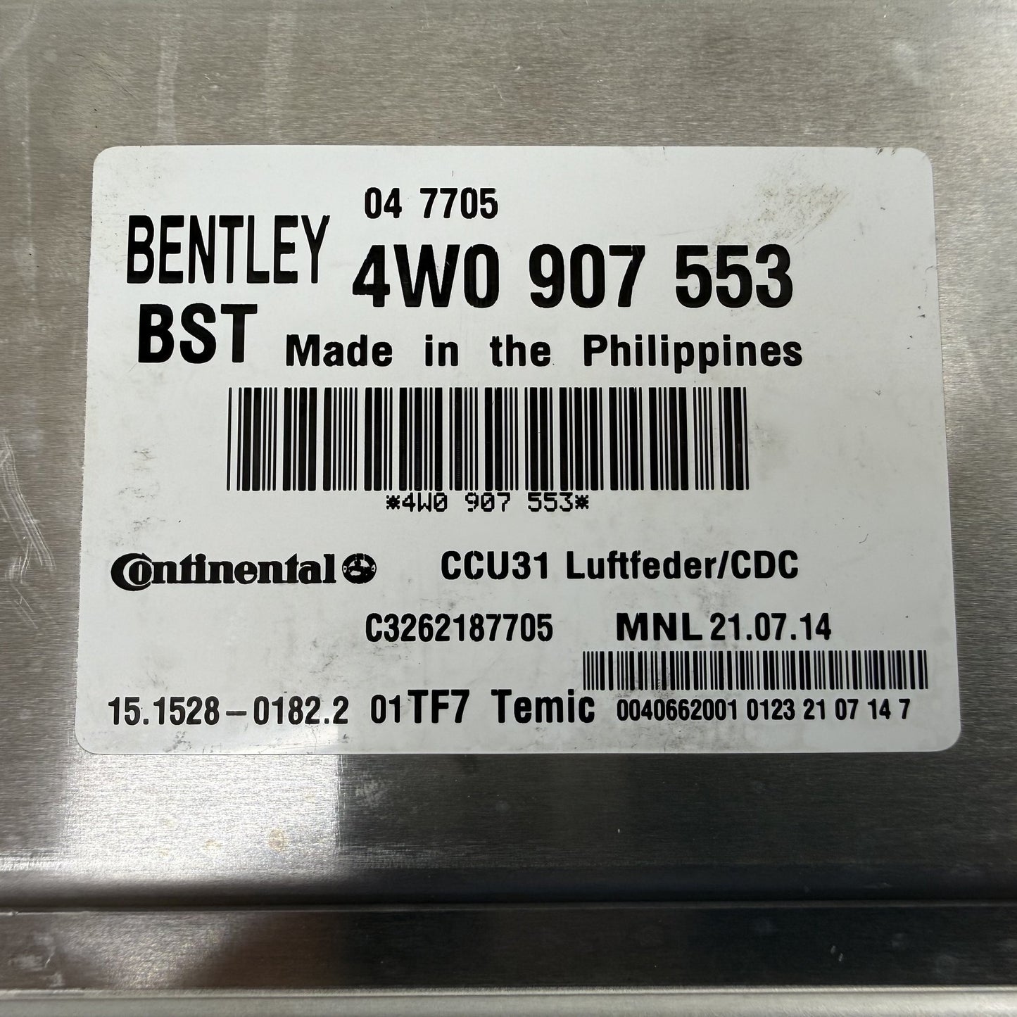 2014-2018 Bentley Flying Spur Air Suspension Control Module 4W0907553 OEM