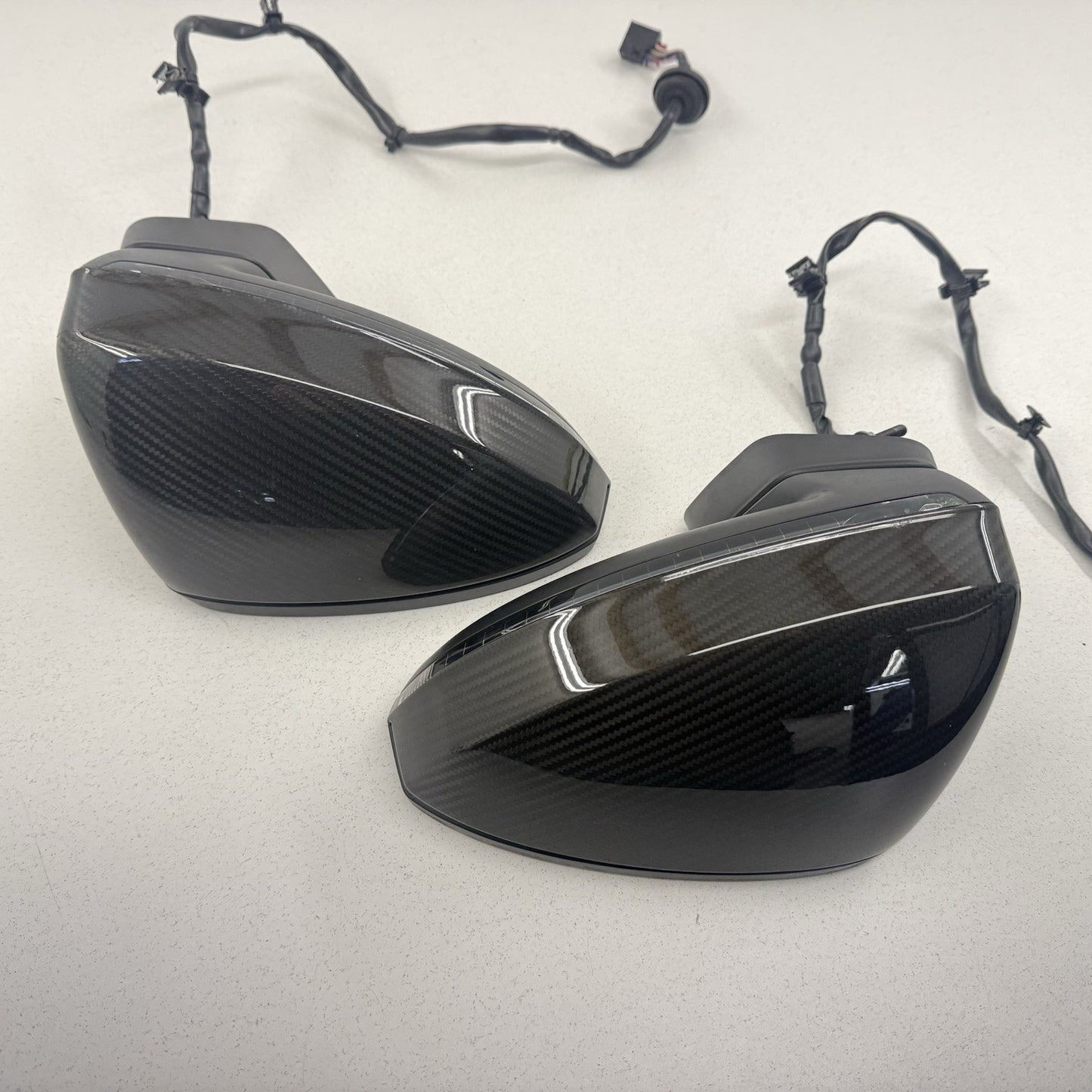 17-23 Audi R8 Carbon Fiber Door Mirror Pair Left & Right Genuine OEM