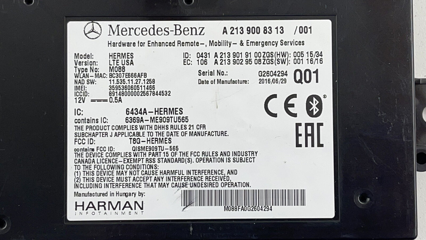 14-17 MERCEDES E550 W207 COMMUNICATION INTERFACE CONTROL MODULE 2139008313 OEM