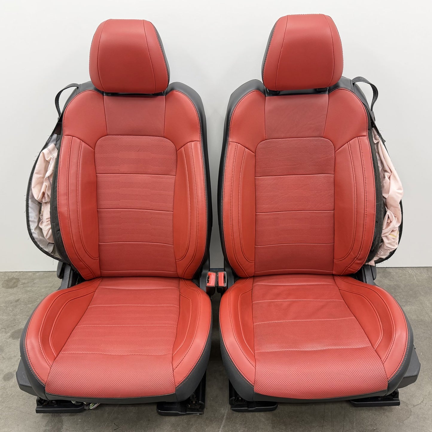 2015-2017 Ford Mustang GT Premium Front Seat Pair Leather Red Line OEM