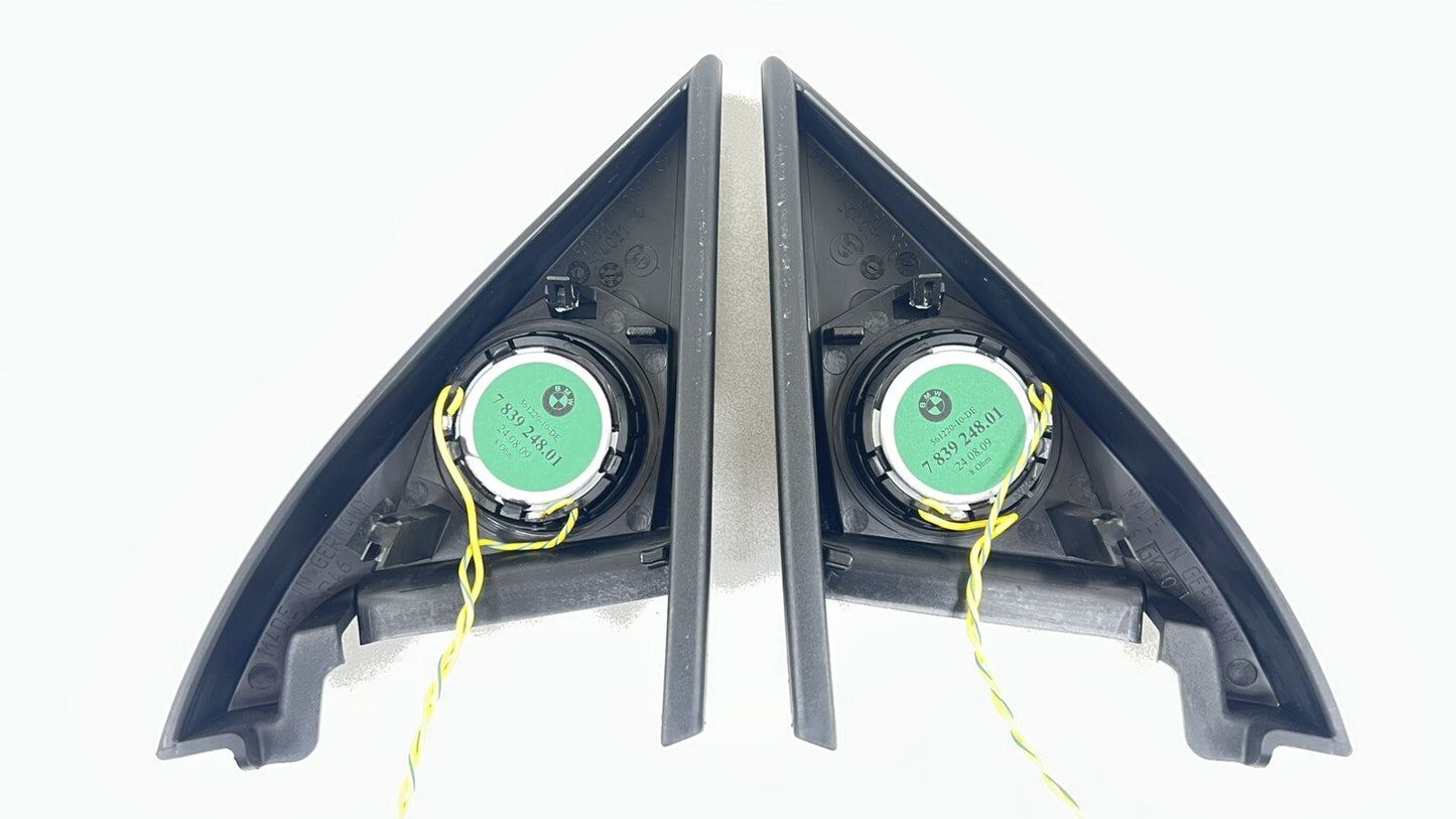 06-10 BMW M6 E63 E64 LEFT AND RIGHT DOOR PANEL CORNER TWEETER SPEAKER PAIR OEM