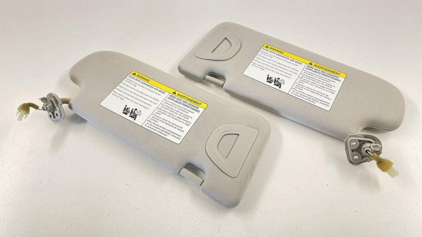 14-20 INFINITI Q50 LEFT RIGHT SUNVISOR SUN VISOR SHADE PAIR CLOTH BEIGE OEM