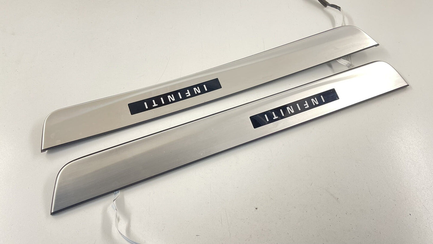 16-24 INFINITI Q50 LEFT RIGHT FRONT DOOR STEP SILL ILLUMINATED SCUFF PLATE OEM
