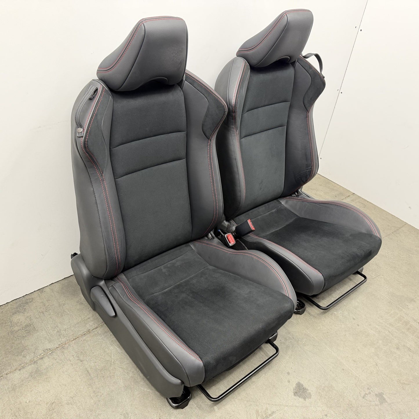 13-20 Subaru BRZ Limited Front Seat Pair Suede Black W/ Red Stitching OEM