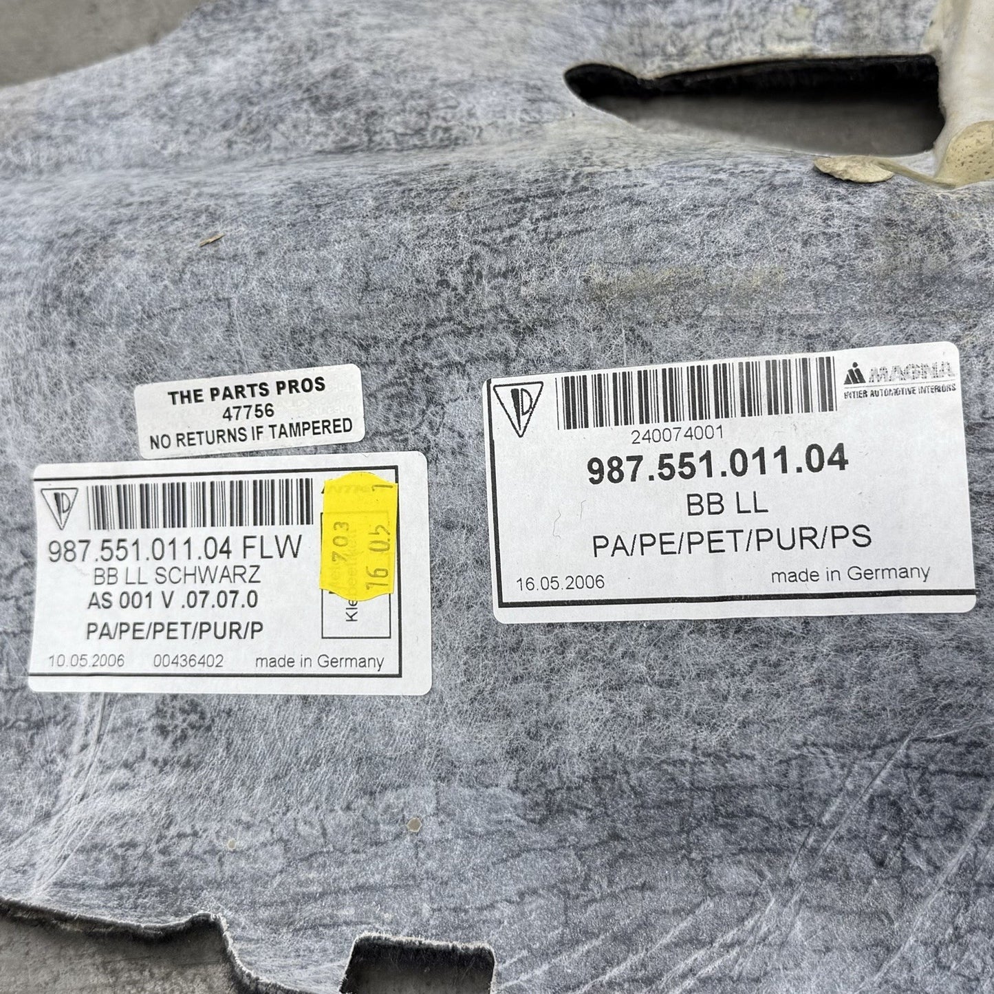 05-08 Porsche Boxster Cayman 987 Interior Floor Body Carpet 98755101104 OEM