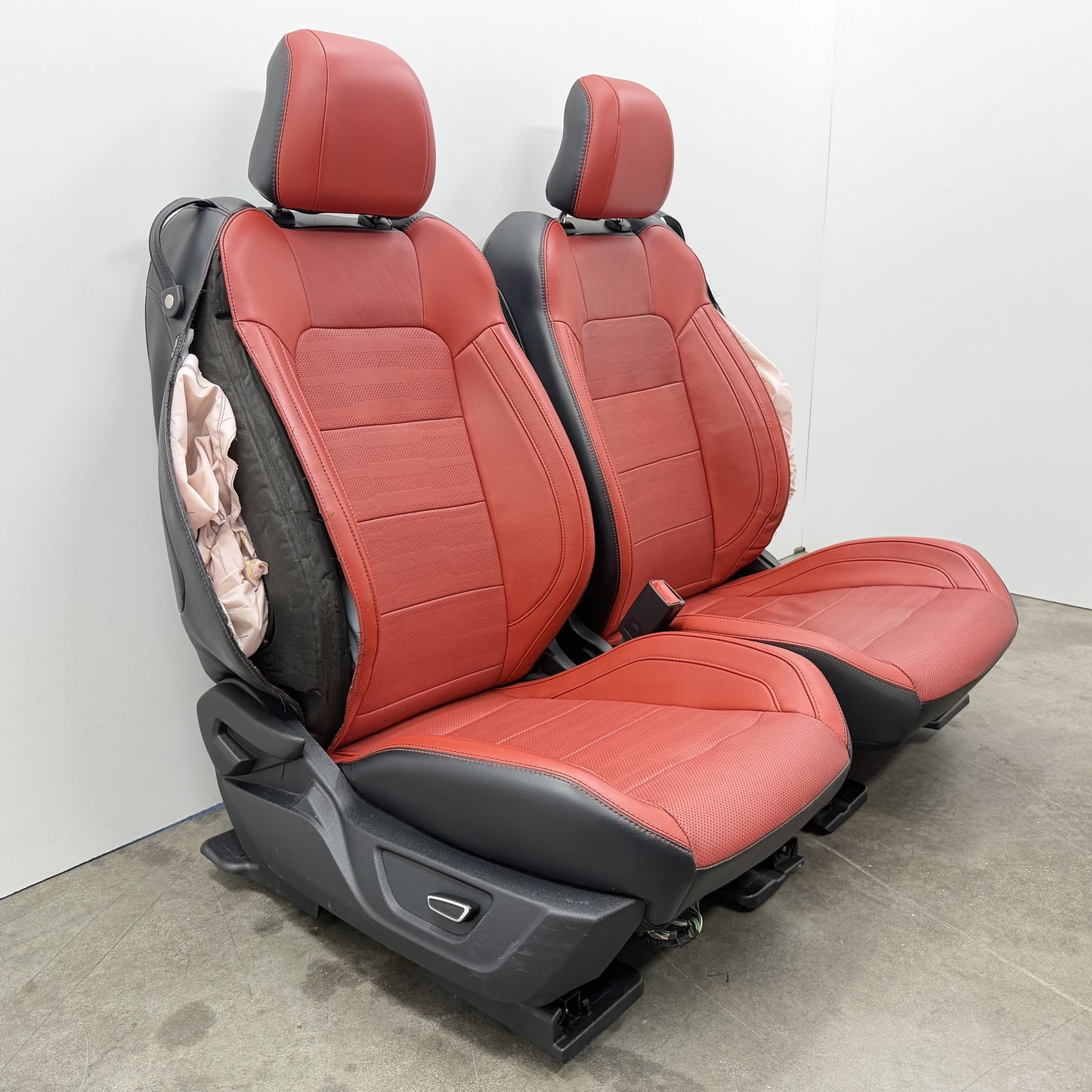 2015-2017 Ford Mustang GT Premium Front Seat Pair Leather Red Line OEM