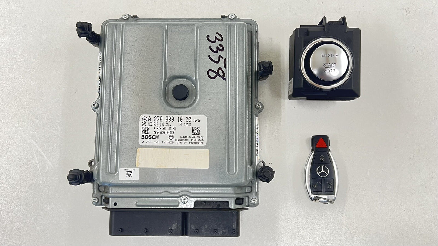 12-14 Mercedes CLS550 W218 Engine Control Module ECU Ignition Switch Key Set OEM