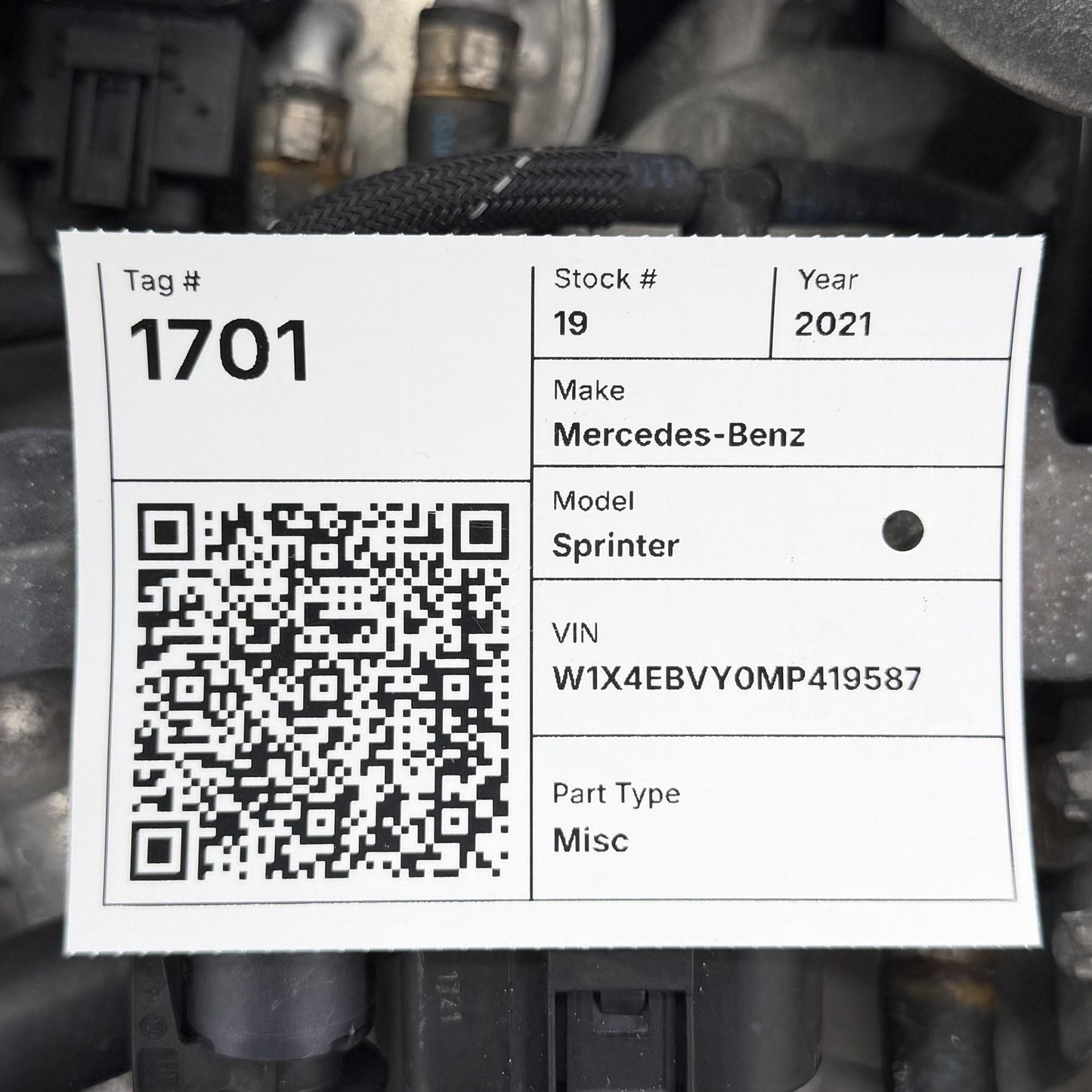 2019-2022 Mercedes Sprinter 2500 W907 3.0L Diesel OM642 Engine Motor 25K OEM