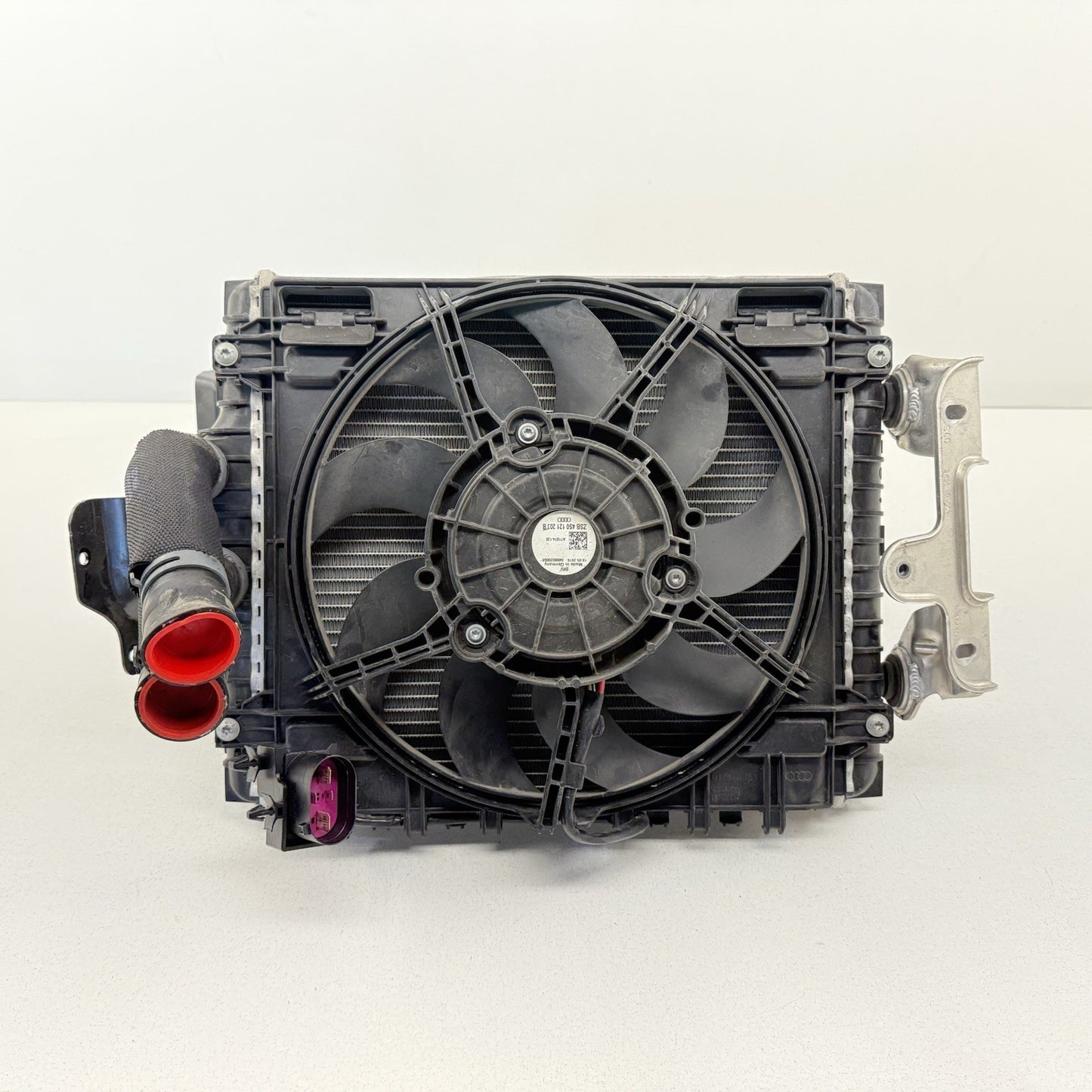 17-23 Audi R8 Driver Left Front Radiator Condenser Fan Assembly W/ Air Duct OEM