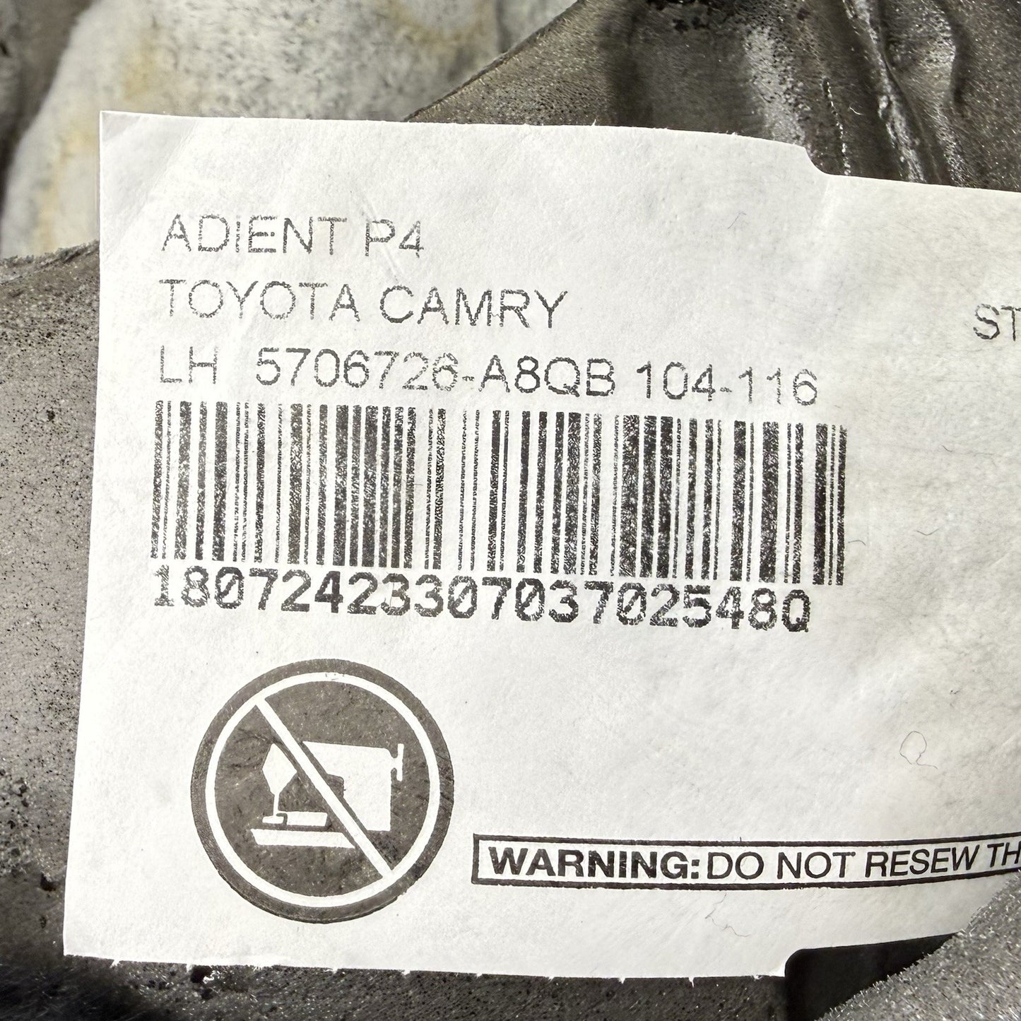 25-26 Toyota Camry XSE Left Front Upper Seat Cushion Heated Leather Black OEM