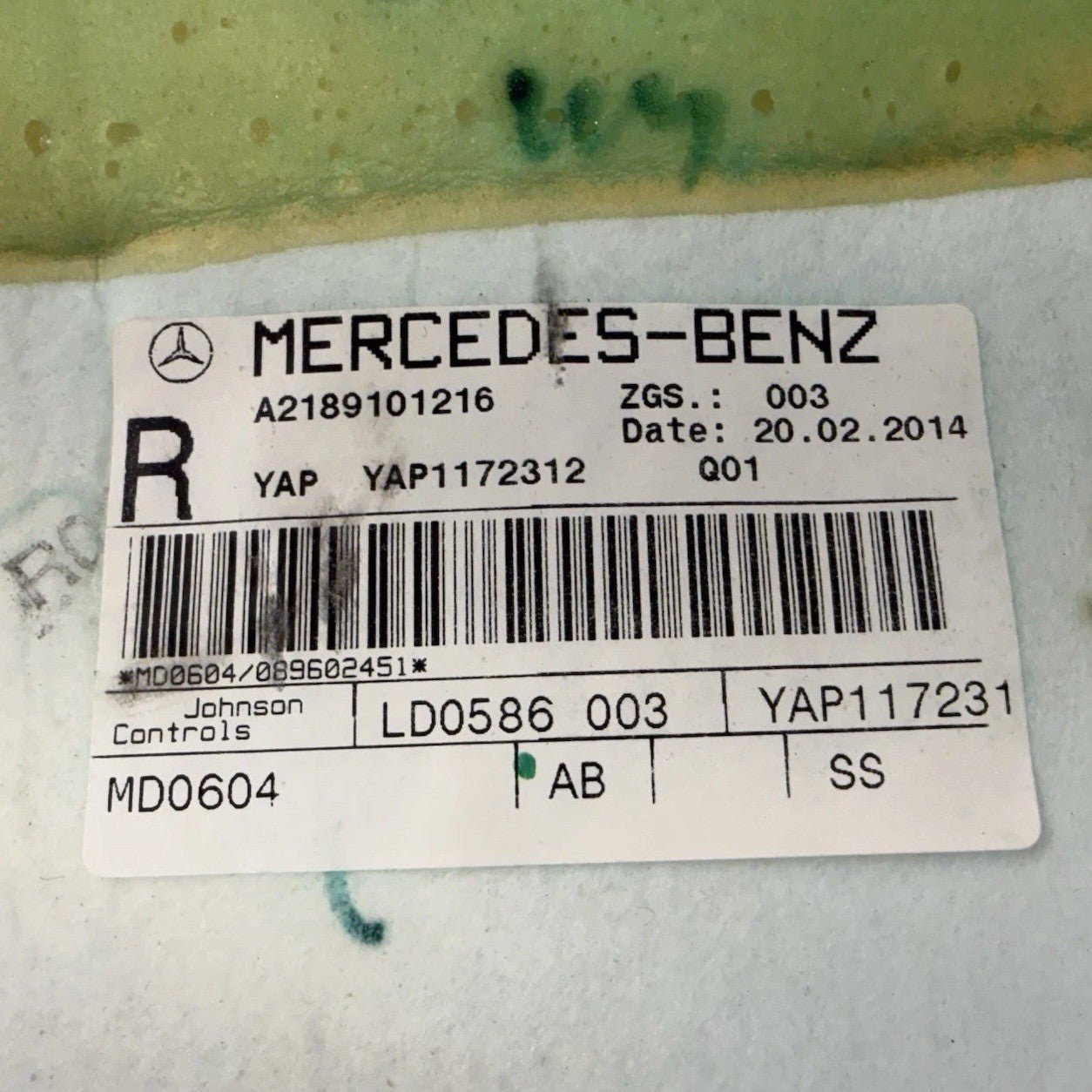 12-14 Mercedes W218 CLS550 Right Front Upper Seat Cushion Leather Gray OEM