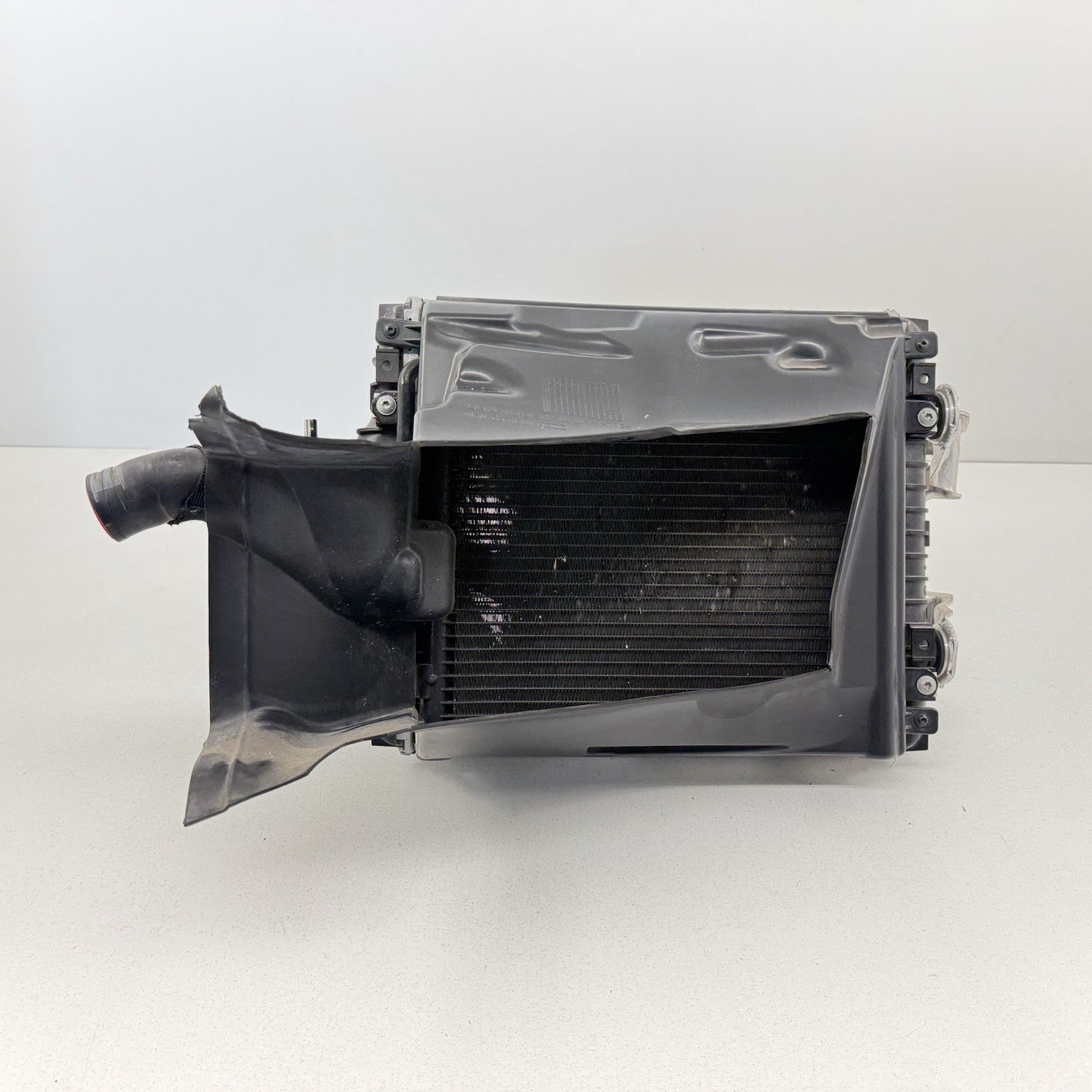 17-23 Audi R8 Driver Left Front Radiator Condenser Fan Assembly W/ Air Duct OEM