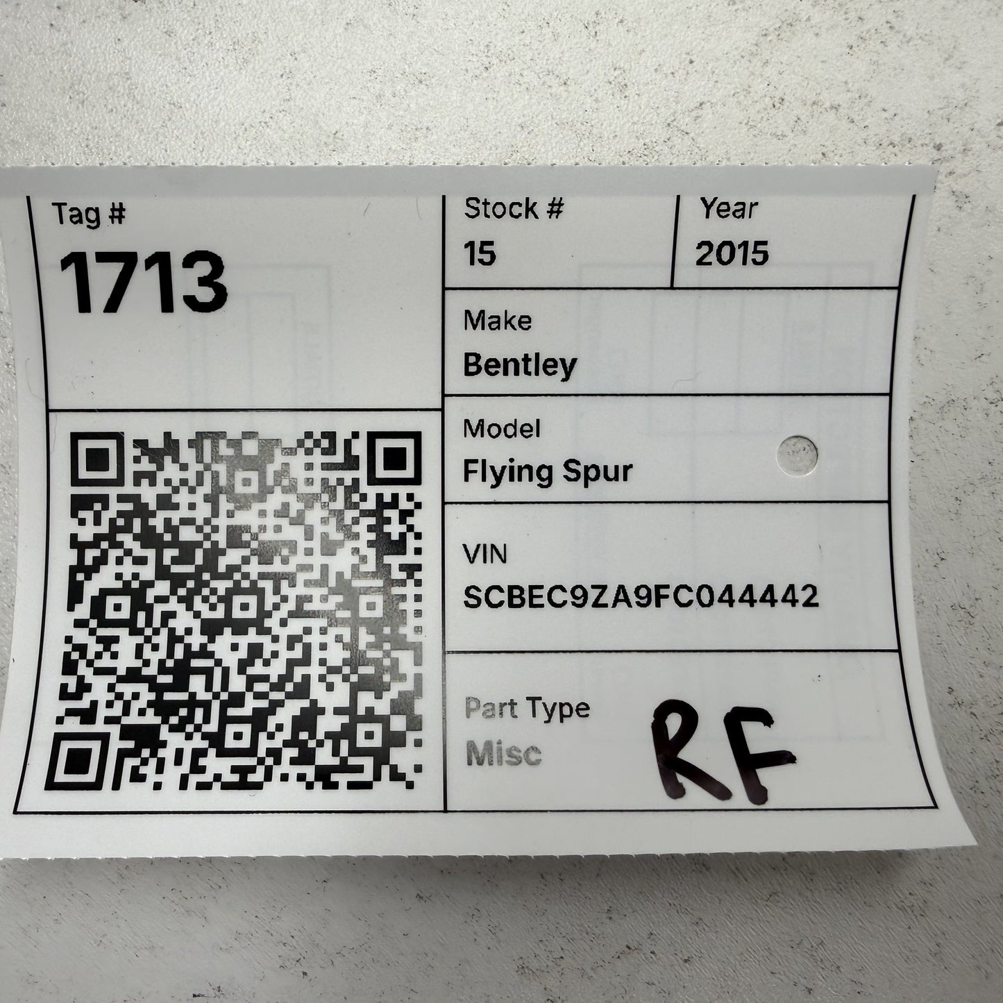 2014-2018 Bentley Flying Spur Passenger Right Front Seat Belt Buckle OEM