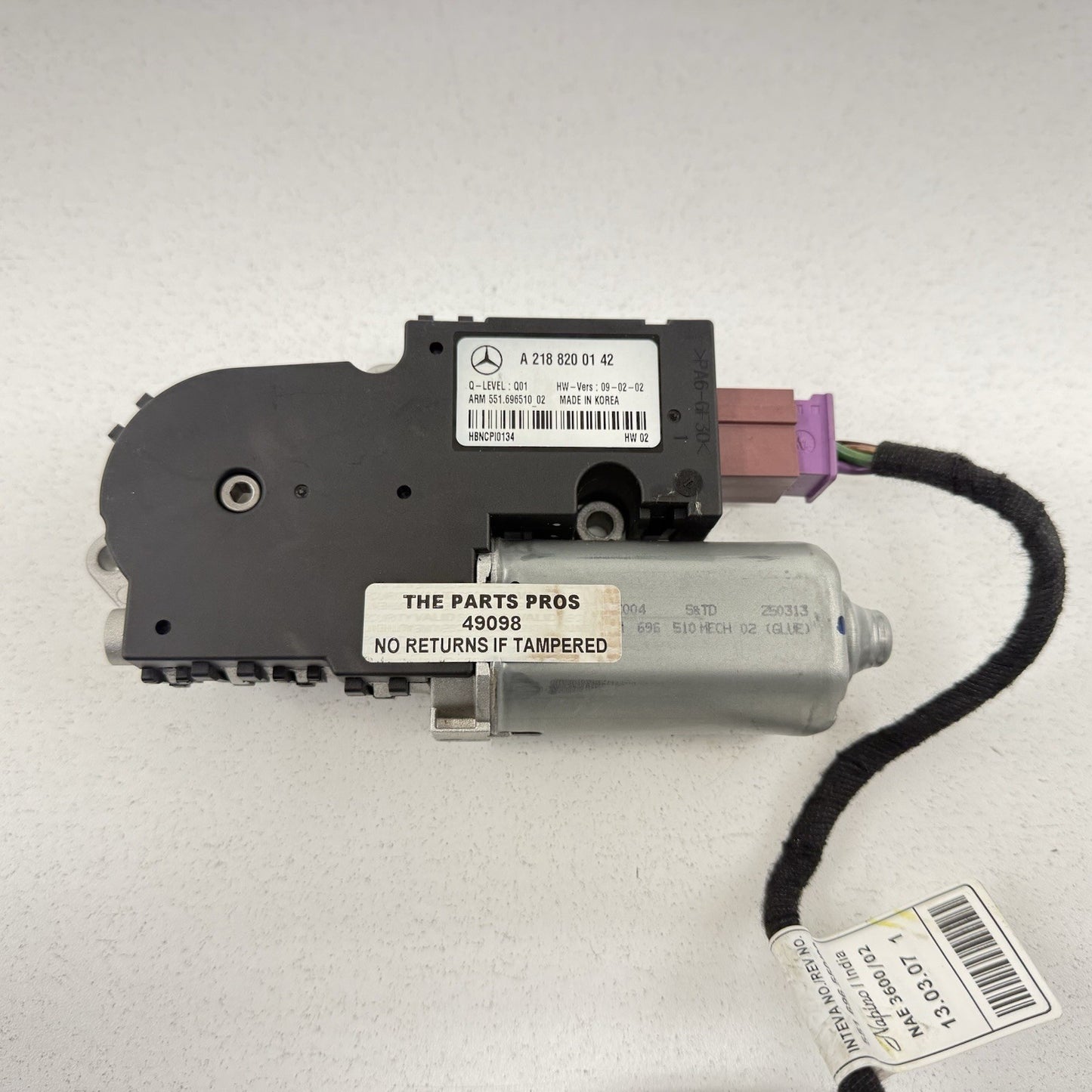 10-16 Mercedes W212 E350 Sunroof Sun Roof Glass Motor W/ Harness 2188200142 OEM
