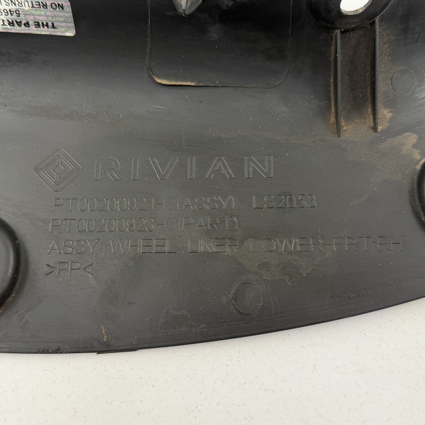 2022-2024 Rivian R1S R1T Right Front Lower Inner Wheel Liner PT00200921 OEM