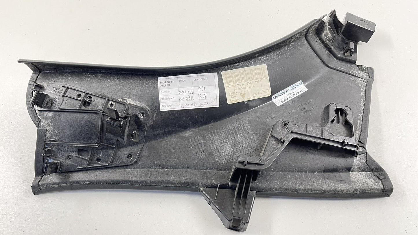 11-15 AUDI R8 SPYDER PASSENGER RIGHT REAR INTERIOR COVER TRIM LEATHER OEM