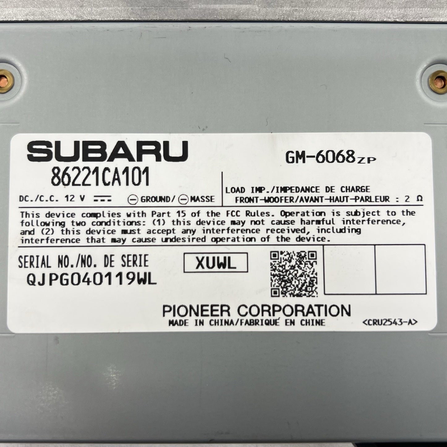 17-20 SUBARU BRZ PIONEER RADIO AUDIO SOUND AMPLIFIER AMP MODULE 86221CA101 OEM
