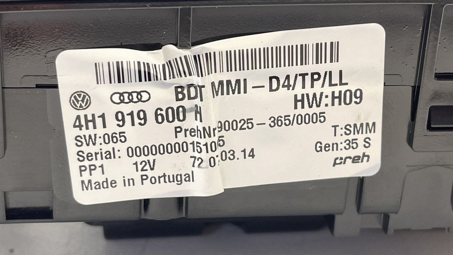 11-18 AUDI A8 S8 MULTIMEDIA INTERFACE CONTROL KNOB SWITCH 4H1 919 600 H OEM