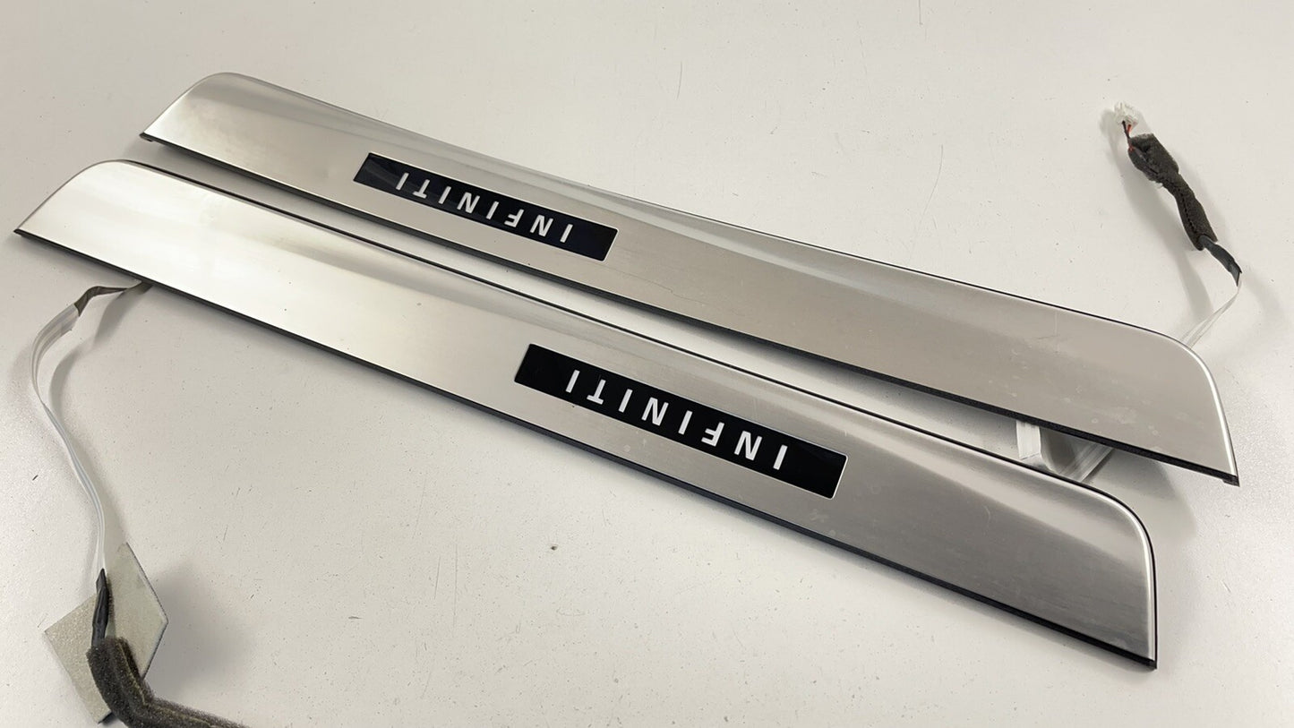 16-24 INFINITI Q50 LEFT RIGHT FRONT DOOR STEP SILL ILLUMINATED SCUFF PLATE OEM