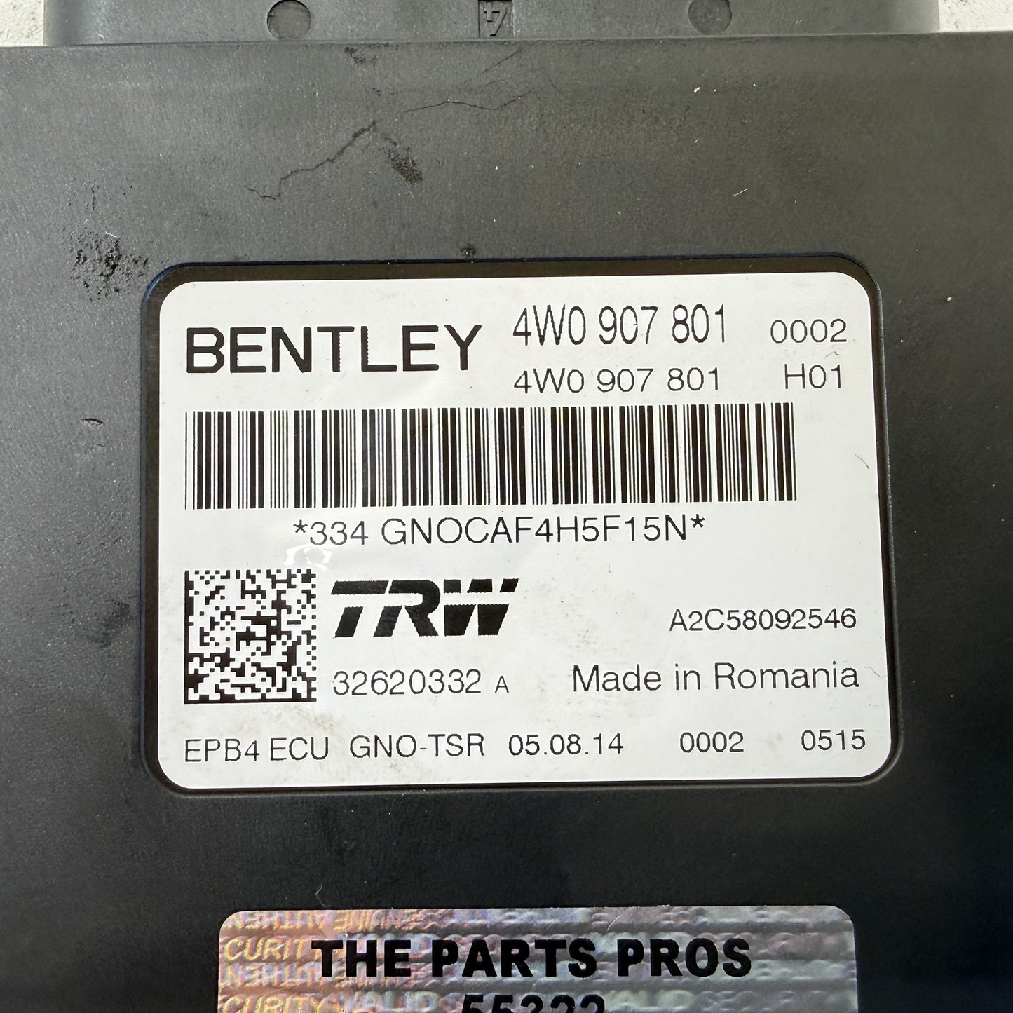14-18 Bentley Flying Spur Electronic Parking Brake Control Module 4W0907801 OEM