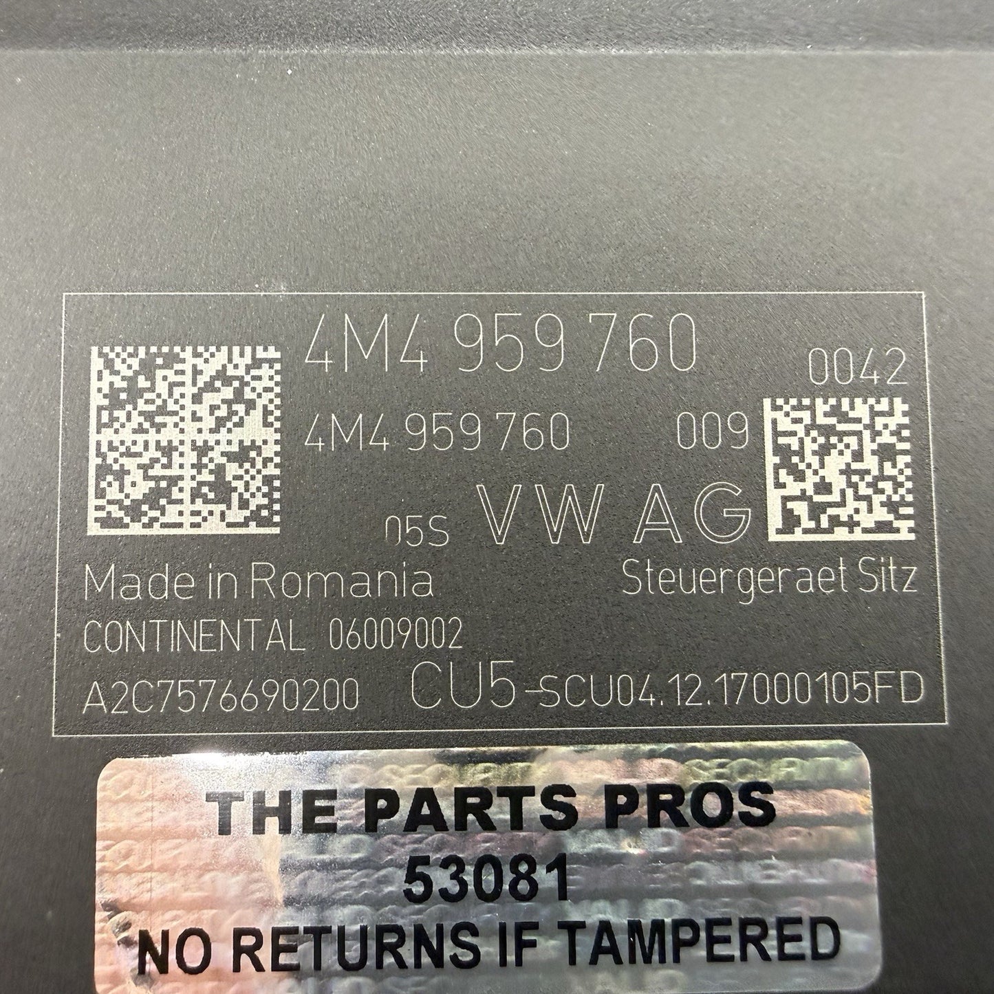 18-25 Audi S4 S5 Driver Left Front Sport Seat Control Module 4M4959760 OEM