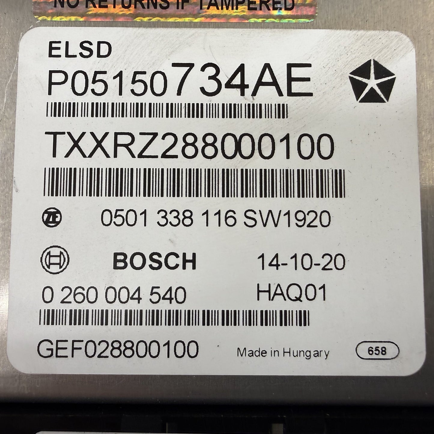 2018-2024 Dodge Durango Limited Slip Differential Control Module 05150734AE OEM