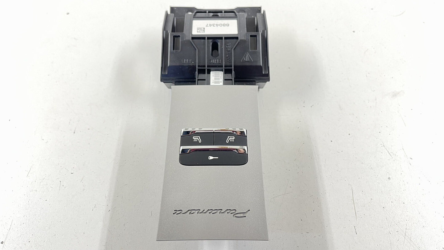 10-16 PORSCHE PANAMERA REAR CENTER CONSOLE HEATED SEAT SWITCH PANEL TRIM OEM