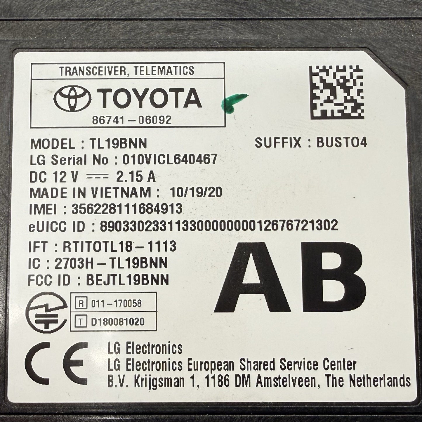 19-24 Toyota RAV4 Telematics Transceiver Control Module 86741-06092 OEM