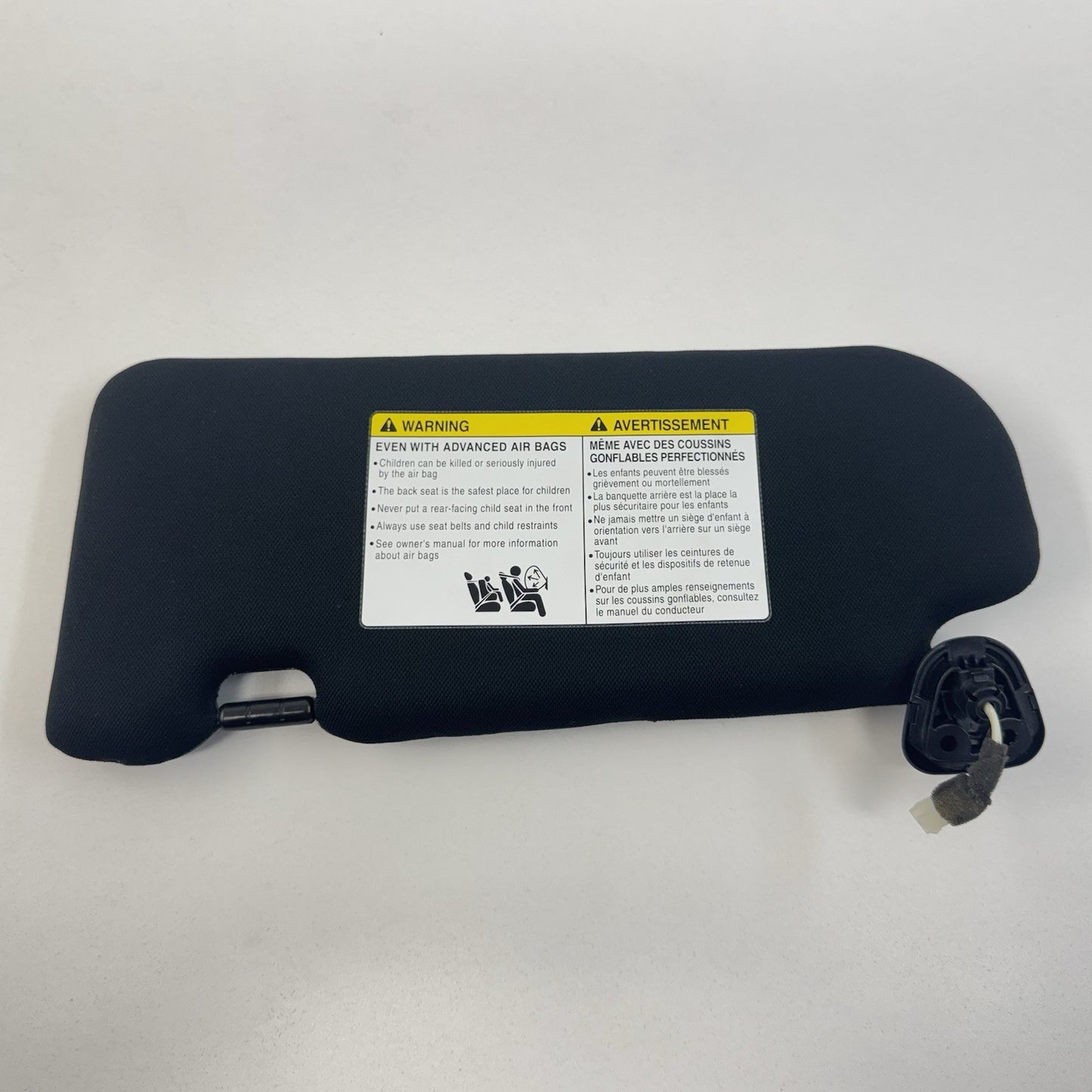 17-22 Infiniti Q60 Passenger Right Front Sunvisor Sun Visor Shade Black OEM