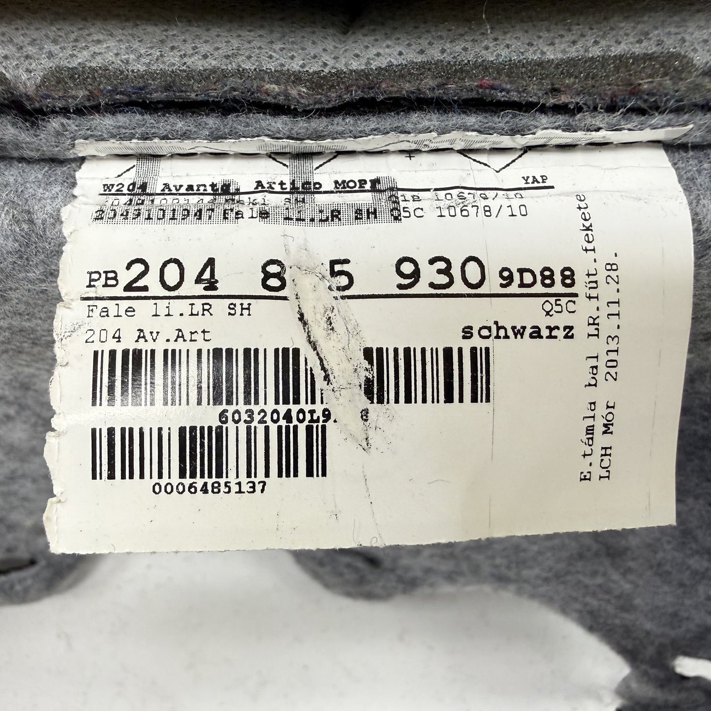 2008-2014 Mercedes-Benz C250 W204 Left Front Seat Upper Cushion Black OEM