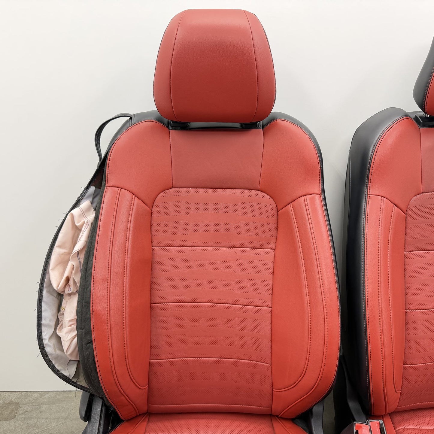 2015-2017 Ford Mustang GT Premium Front Seat Pair Leather Red Line OEM