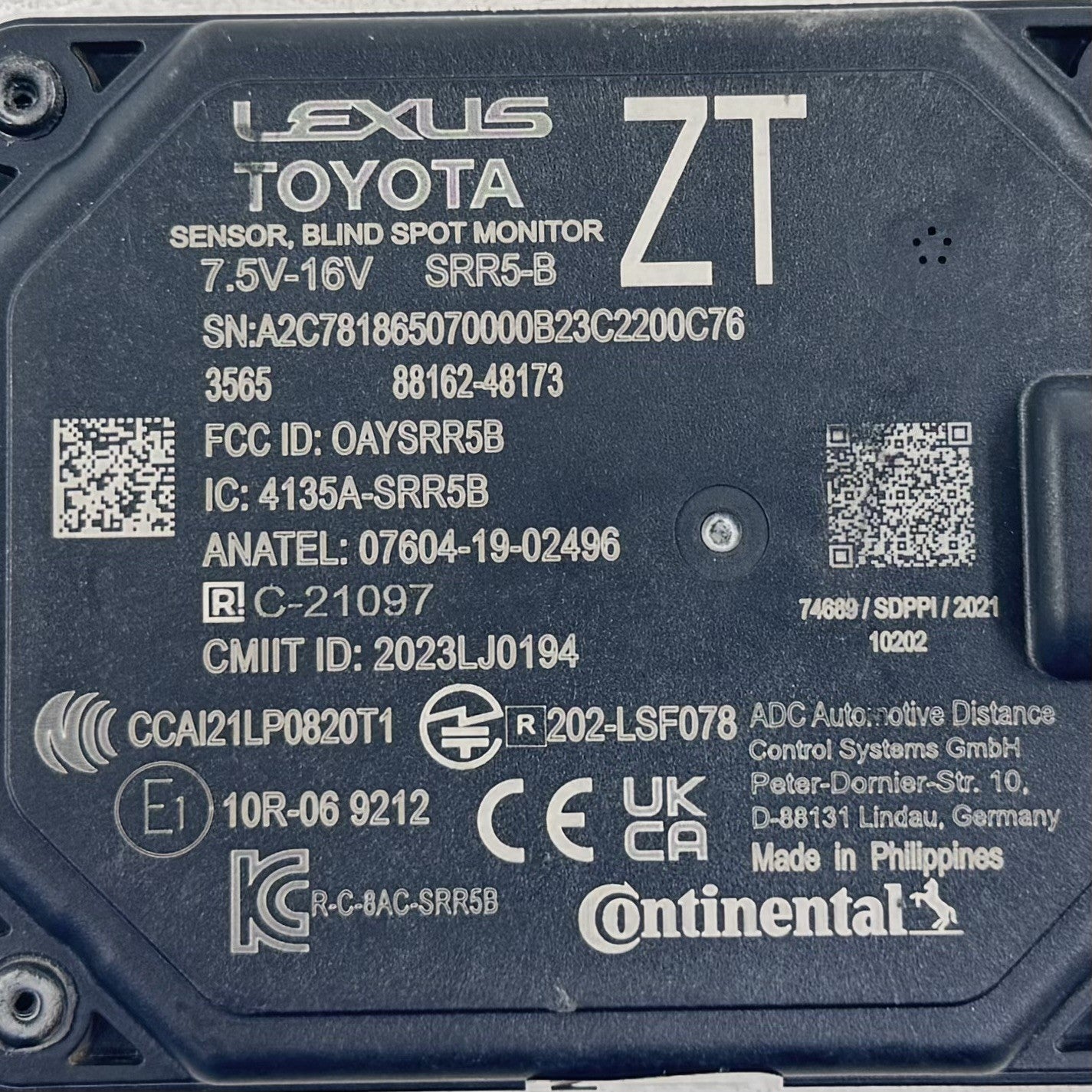 23-25 Toyota Prius Rear Blind Spot Sensor Radar Module 88162-48173 OEM