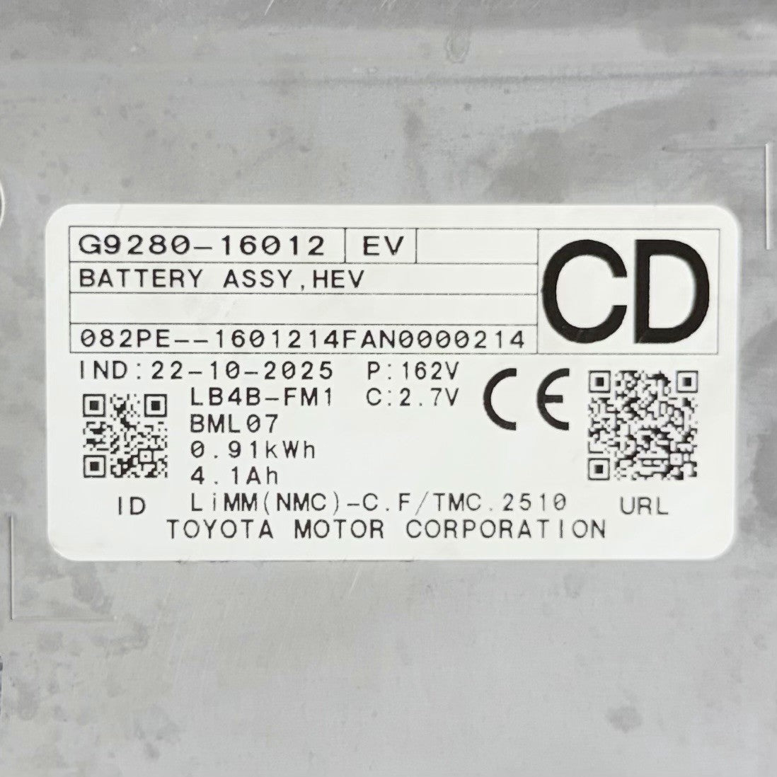 23-26 Toyota Prius 0.91 kWh Lithium Ion Battery Pack G9280-16012 OEM