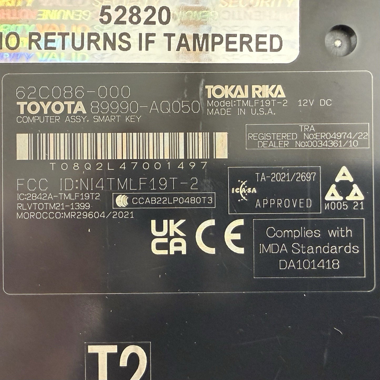 25-26 Toyota Camry Keyless Entry Smart Key Control Module 89990-AQ050 OEM