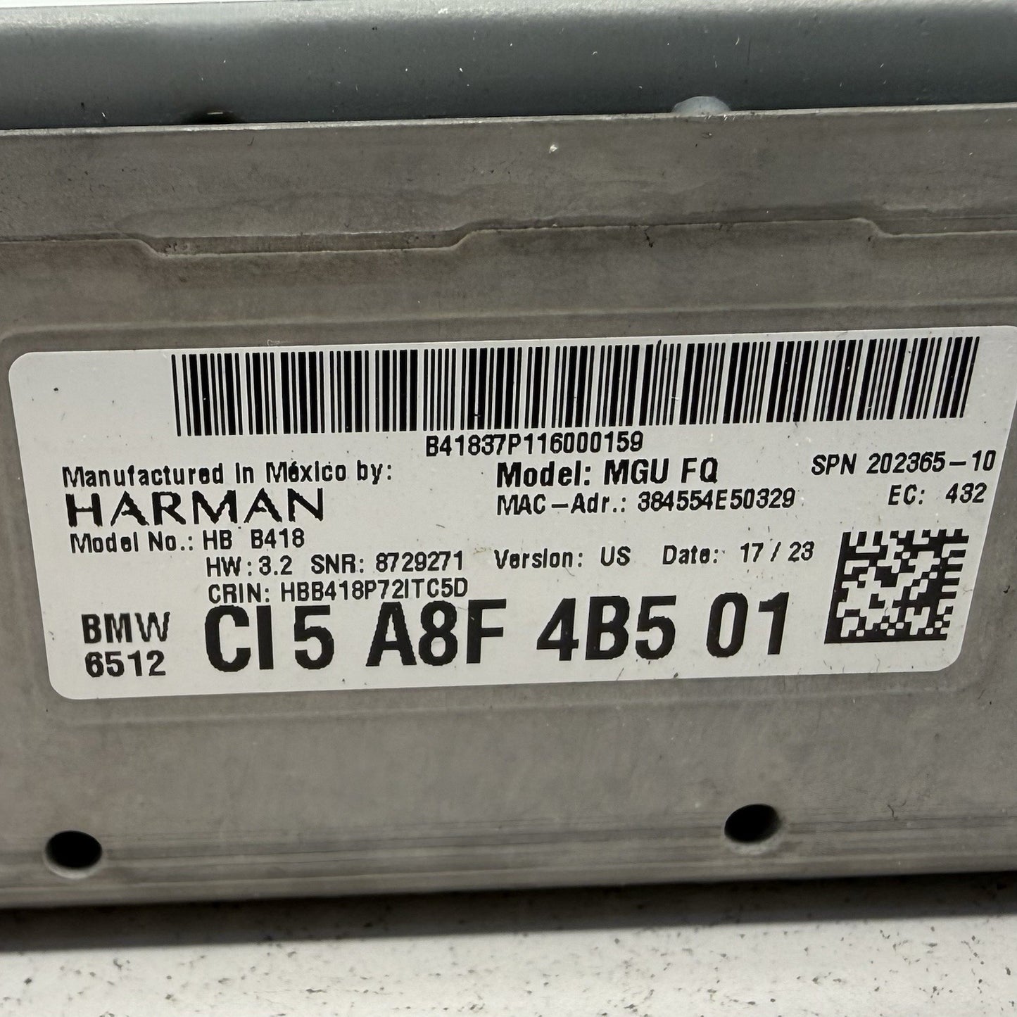 22-24 BMW G01 G02 X3 X4 Navigation Radio Head Unit Receiver Harman MFU FQ OEM