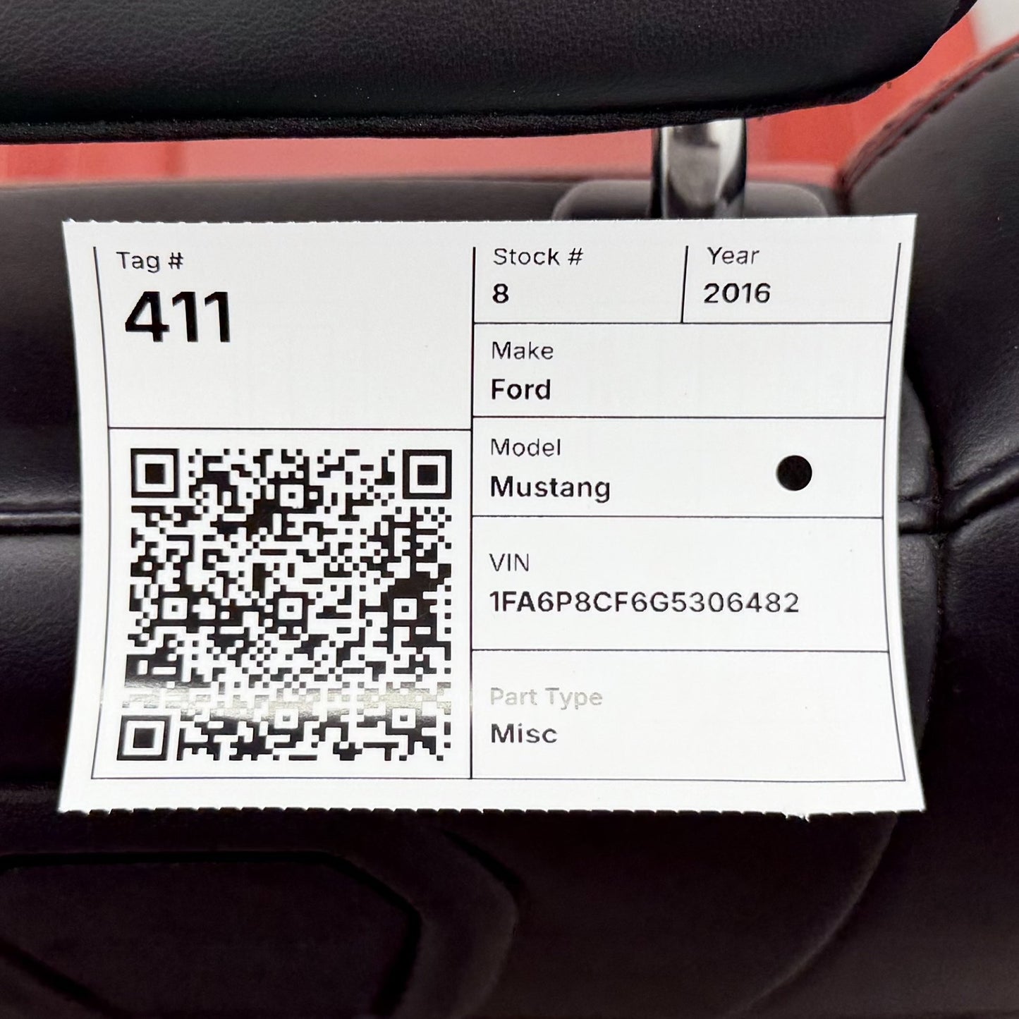 2015-2017 Ford Mustang GT Premium Front Seat Pair Leather Red Line OEM