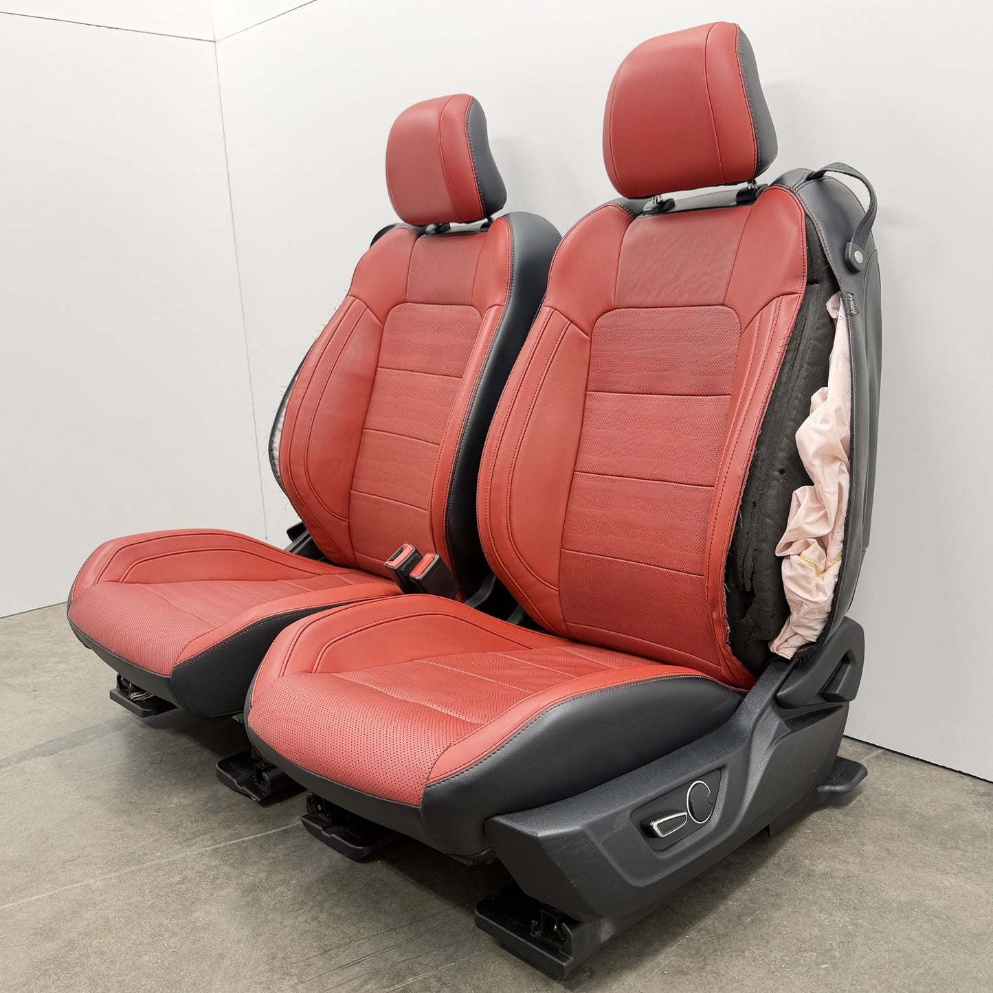 2015-2017 Ford Mustang GT Premium Front Seat Pair Leather Red Line OEM