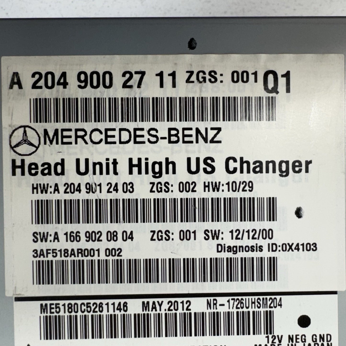 12-14 Mercedes W204 C250 Navigation Radio Audio CD Command Head Unit OEM