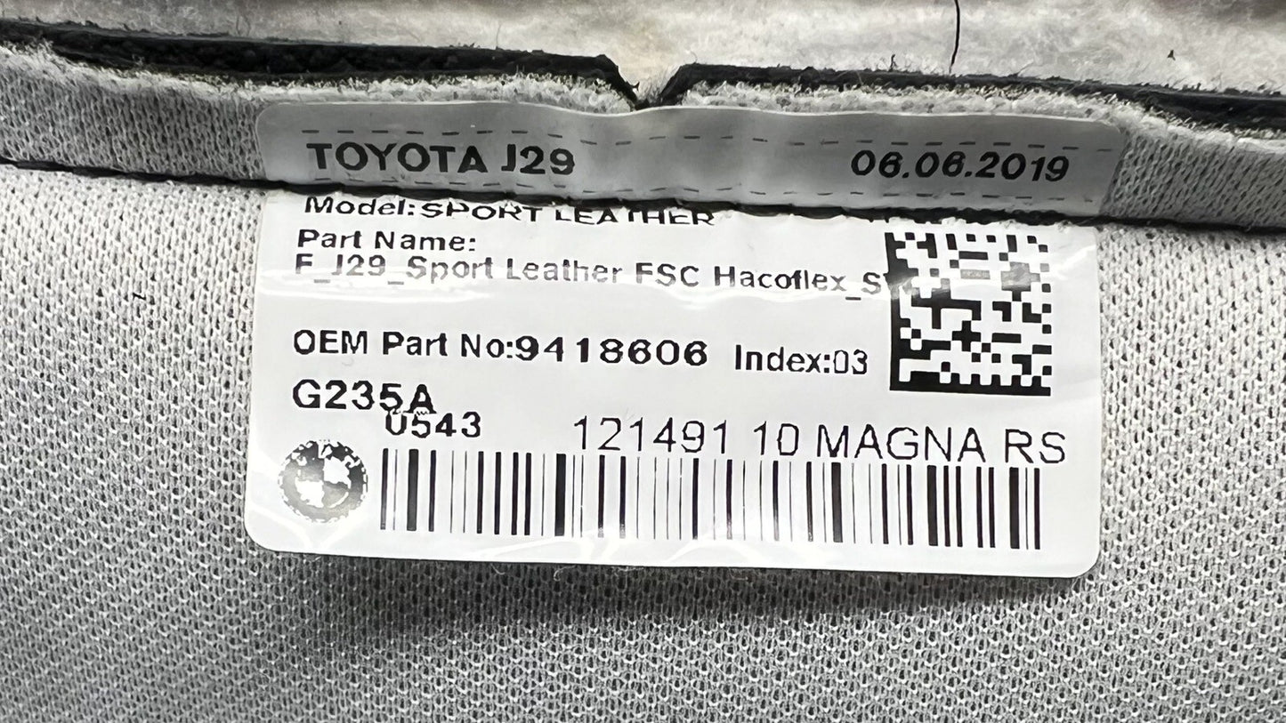 20-23 TOYOTA SUPRA DRIVER LEFT FRONT LOWER SEAT CUSHION COVER 9418606 OEM