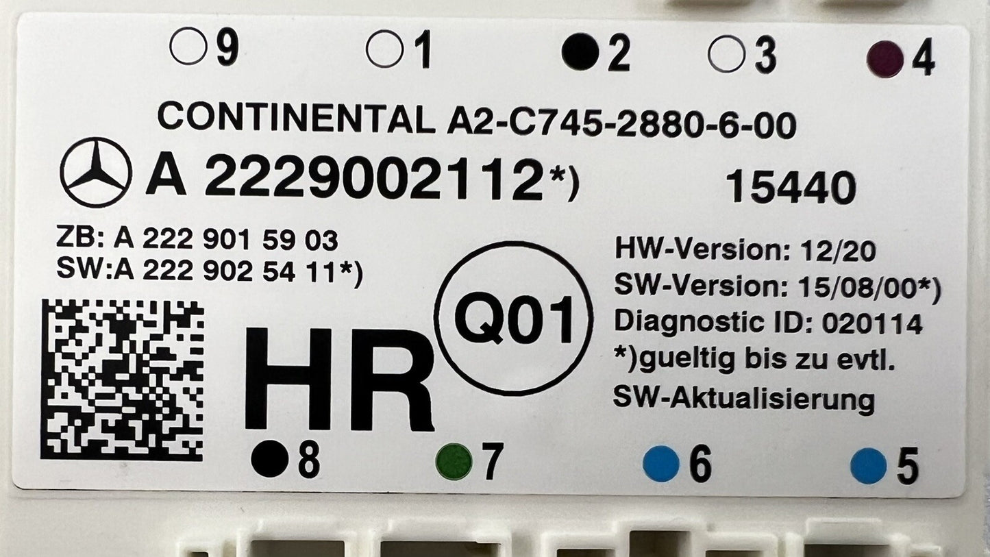 15-21 MERCEDES-BENZ C63S PASSENGER RIGHT REAR DOOR CONTROL MODULE OEM