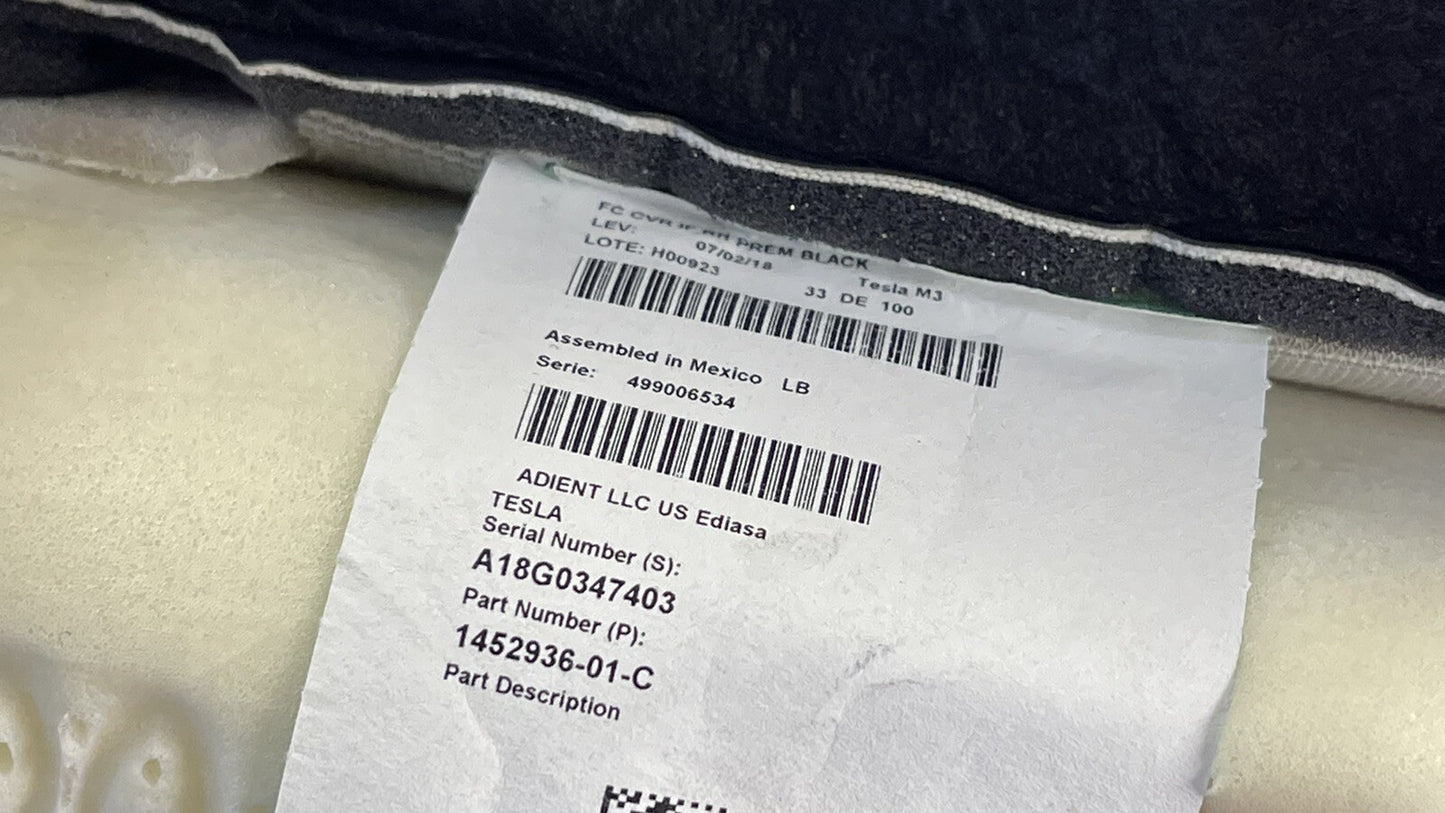 17-22 TESLA MODEL 3 PASSENGER RIGHT FRONT LOWER SEAT CUSHION 1452936-01-C OEM