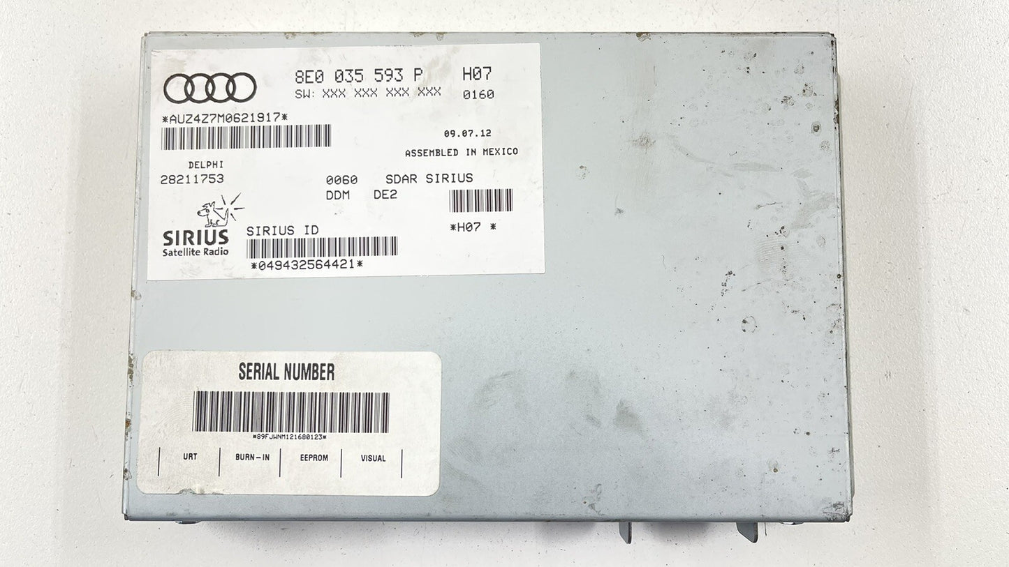 08-15 AUDI R8 SPYDER SIRIUS SATELLITE RADIO CONTROL MODULE 8E0 035 593 P OEM
